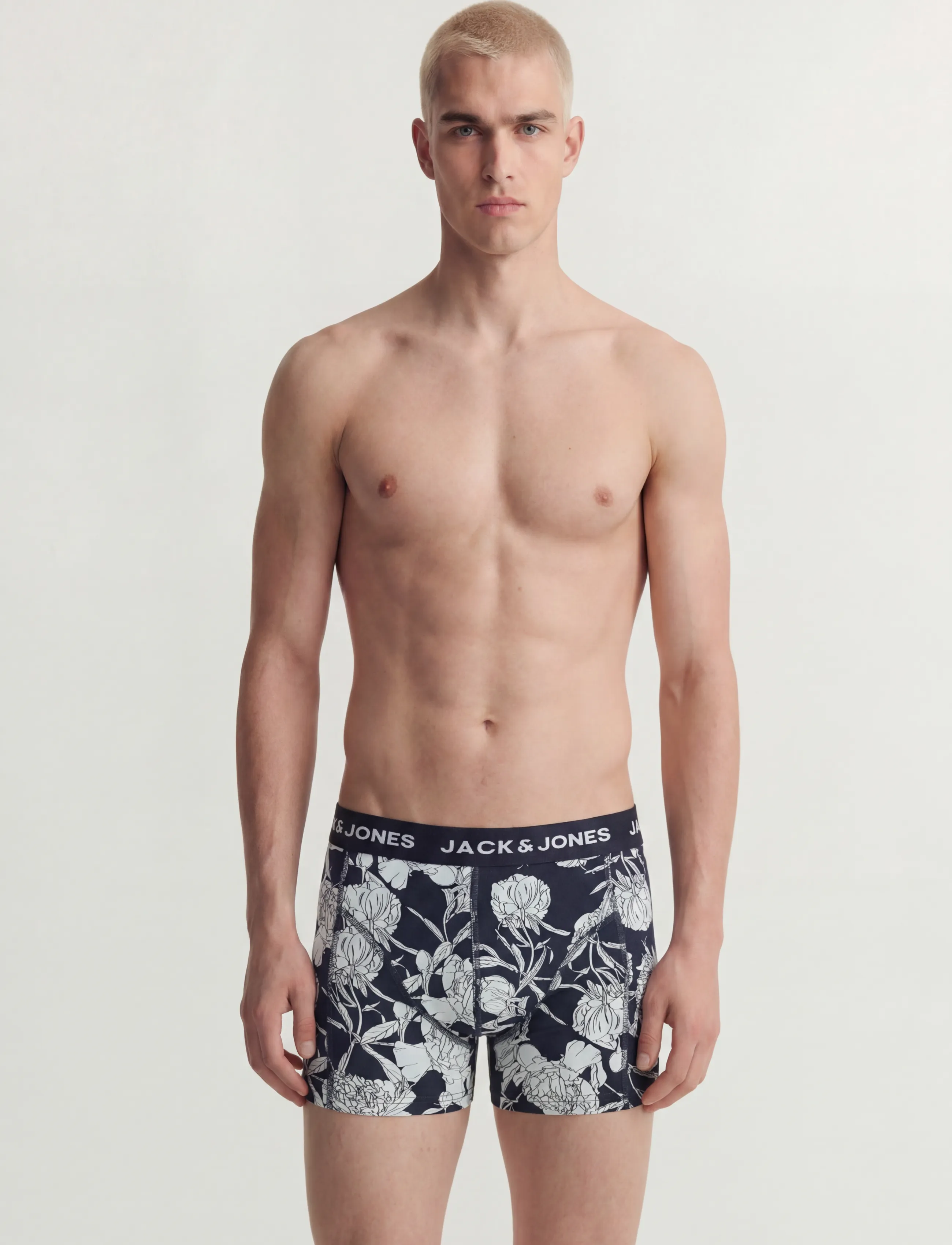 Jack & Jones Jacabstract Flower Trunks 3 Pack, M, Navy, Undertøj > Boxershorts, Herre