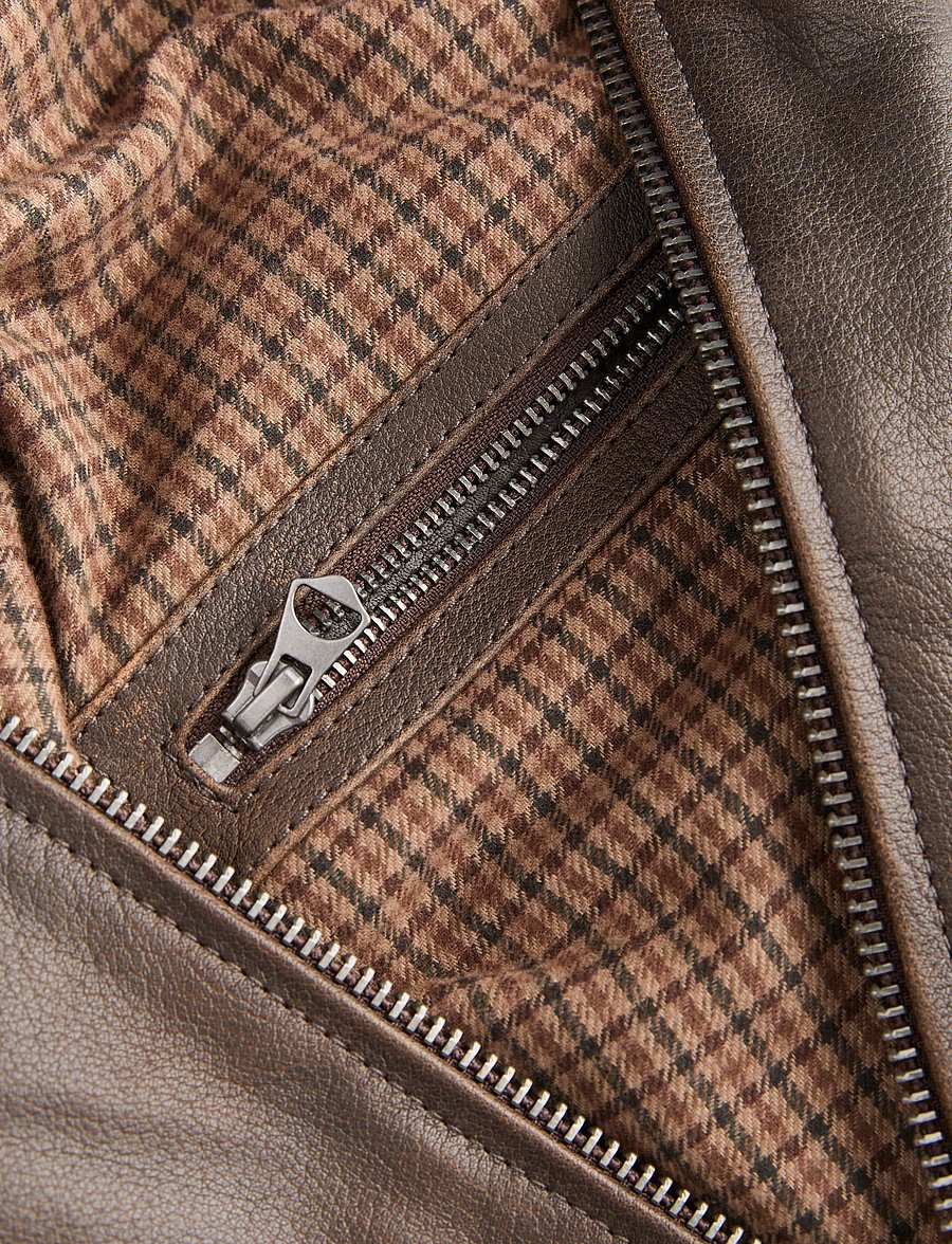 Jack & Jones - JPRBLUDEAN LEATHER JKT - forårsjakker - hot fudge - 4