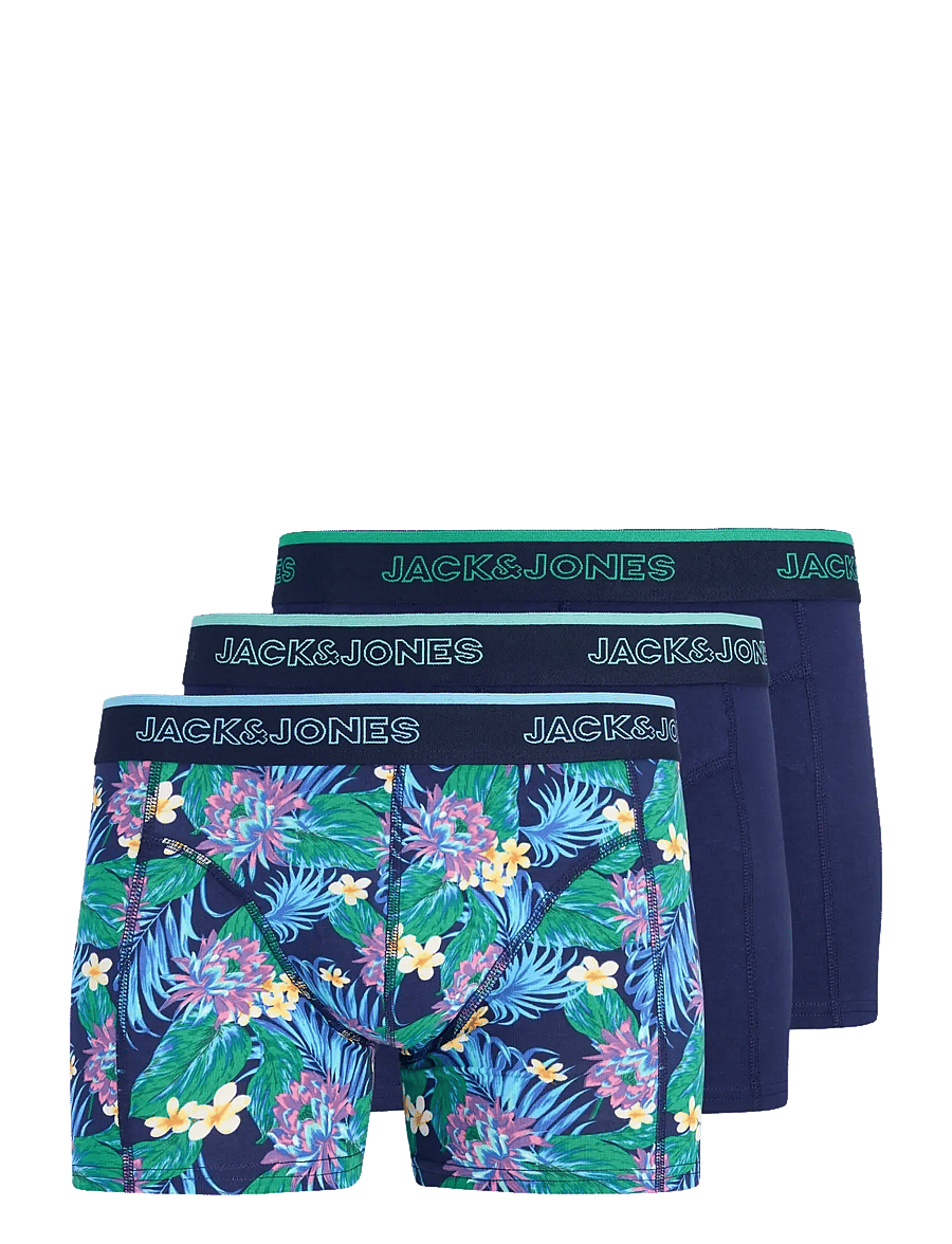 Jack & Jones - JACAARON FLOWER TRUNKS 3 PACK - unterhosen im multipack - ocean cavern - 0