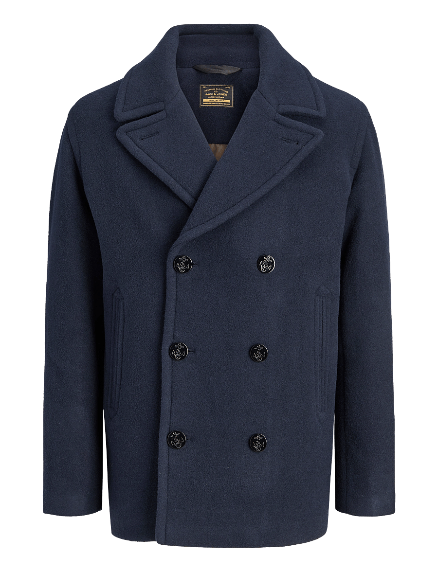 Jack & Jones - JPRBLUNEIL WOOL BLEND PEACOAT - ullrockar - dark navy - 0