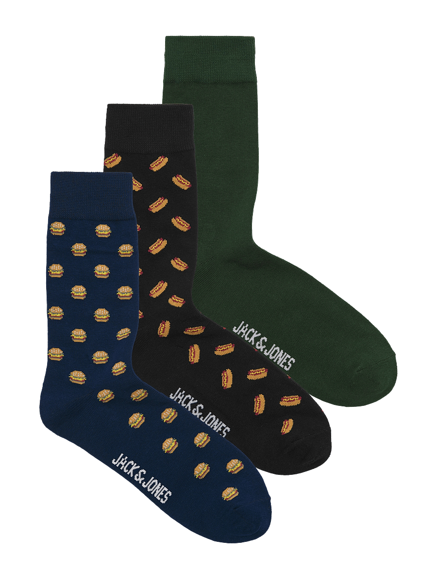 Jack & Jones - JACLANDO FOOD SOCKS 3 PACK - ocean cavern - 0