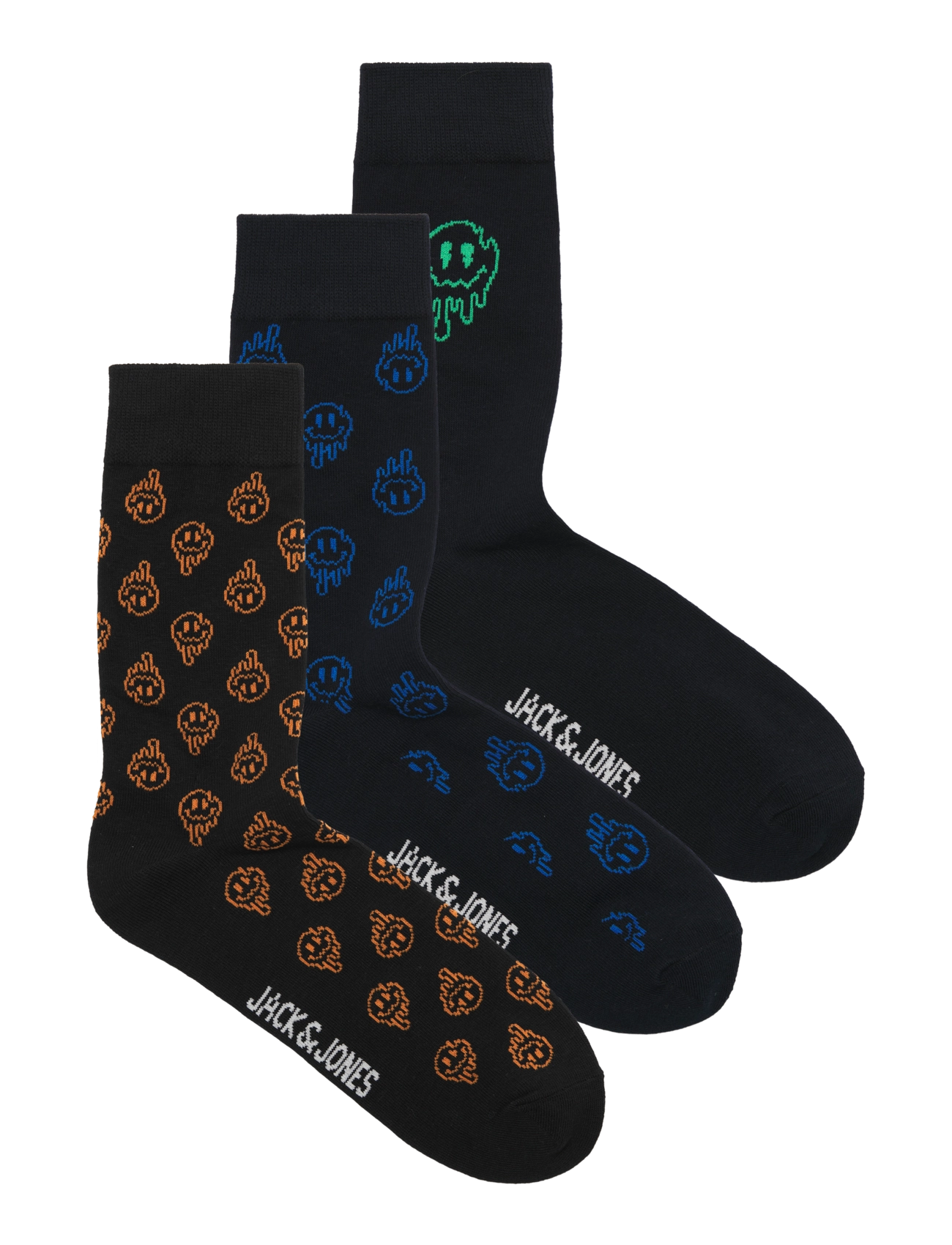 Jack & Jones JACDALE SMILEY SOCKS 3 PACK - Socken im Multipack - BLACK / black
