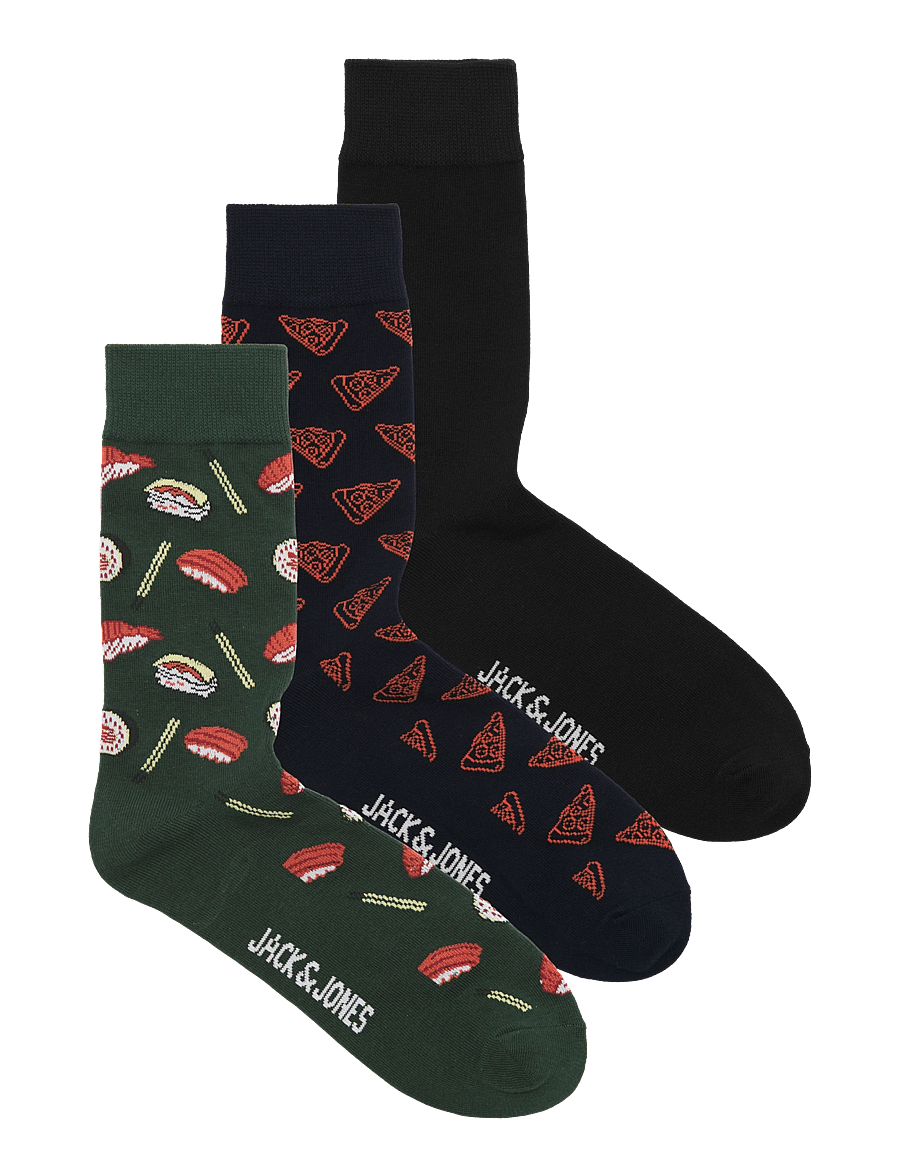 Jack & Jones - JACGARETH FOOD SOCKS 3 PACK - pine grove - 0