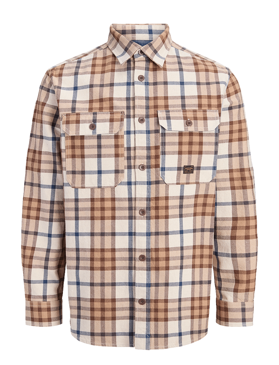 Jack & Jones - JPRBLUIVY CHECK L/S OVERSHIRT SN - rutiga skjortor - plaza taupe - 1