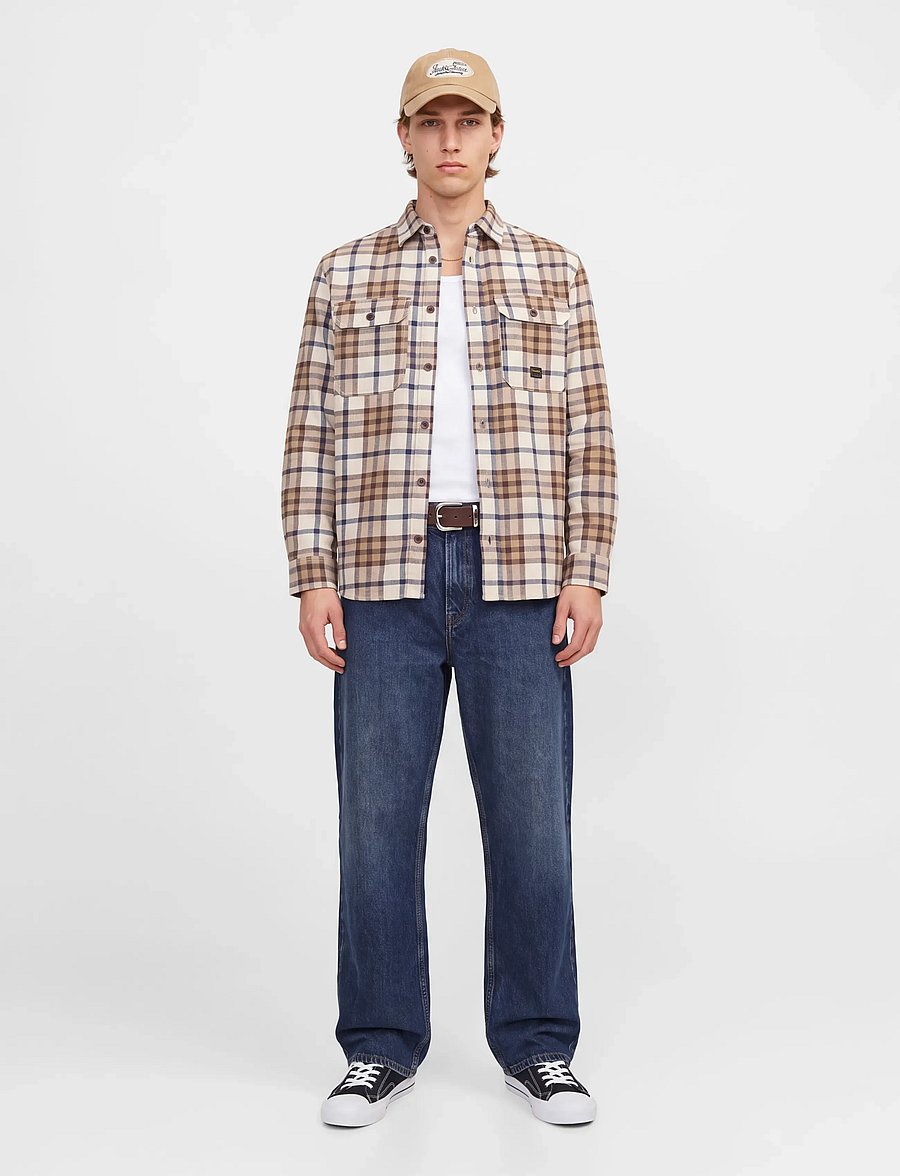 Jack & Jones - JPRBLUIVY CHECK L/S OVERSHIRT SN - rutiga skjortor - plaza taupe - 4
