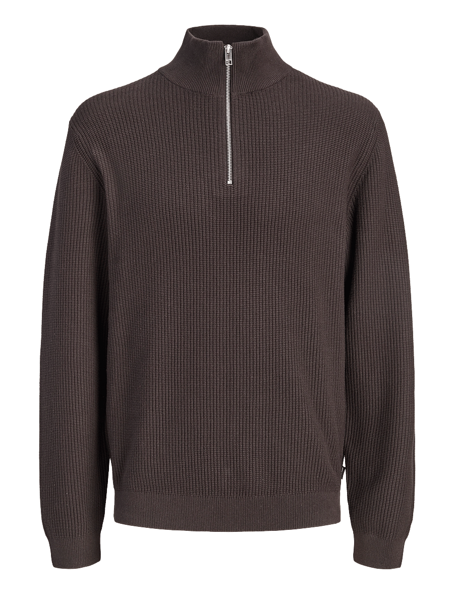 Jack & Jones - JPRBLACONNOR KNIT HALF ZIP - chocolate torte - 0