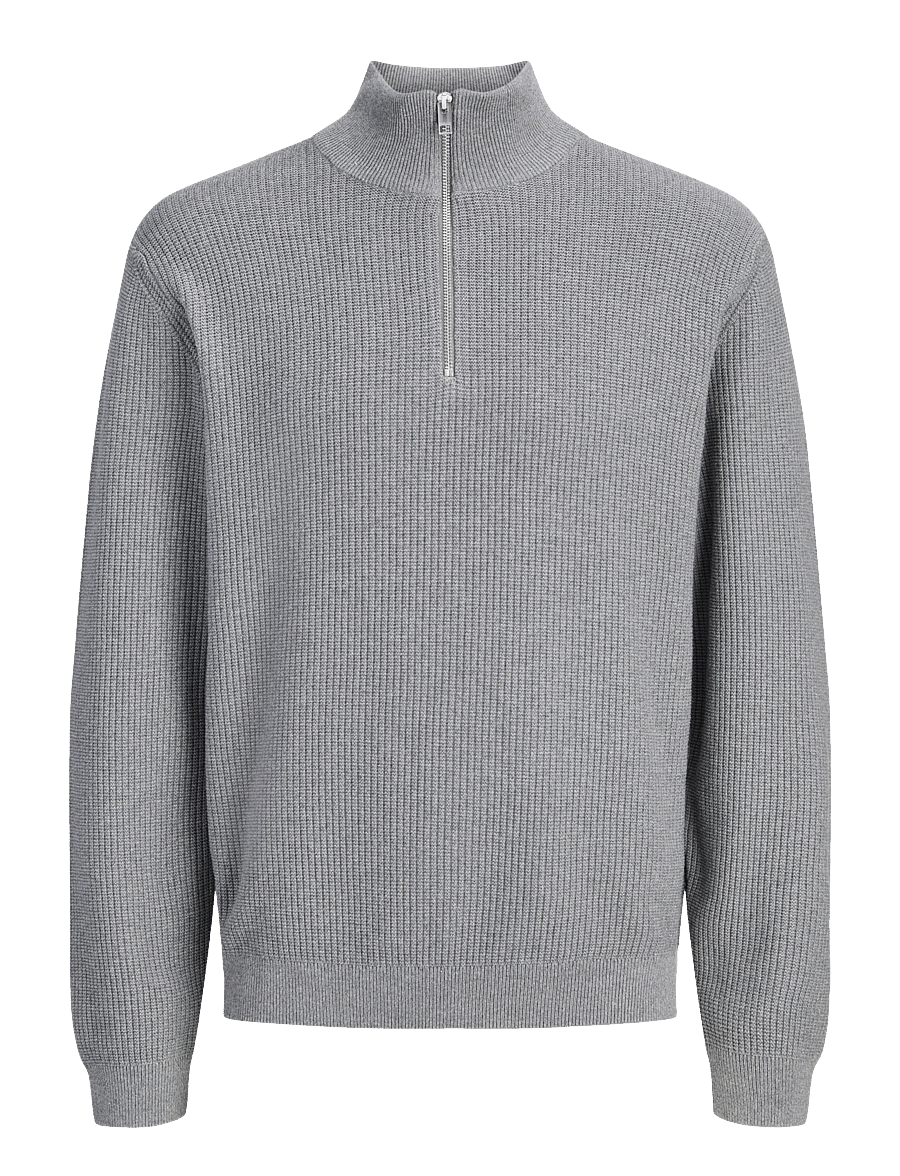 Jack & Jones - JPRBLACONNOR KNIT HALF ZIP - poolpika lukuga džemprid - medium grey melange - 0