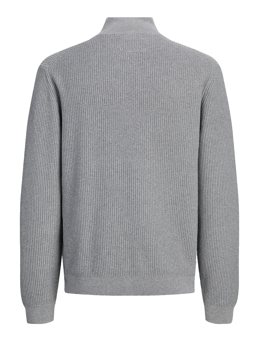 Jack & Jones - JPRBLACONNOR KNIT HALF ZIP - poolpika lukuga džemprid - medium grey melange - 1