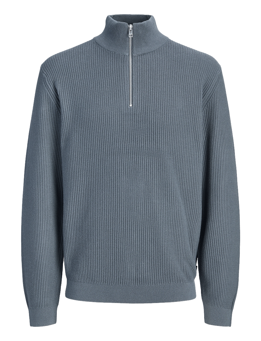 Jack & Jones - JPRBLACONNOR KNIT HALF ZIP - poolpika lukuga džemprid - turbulence - 0