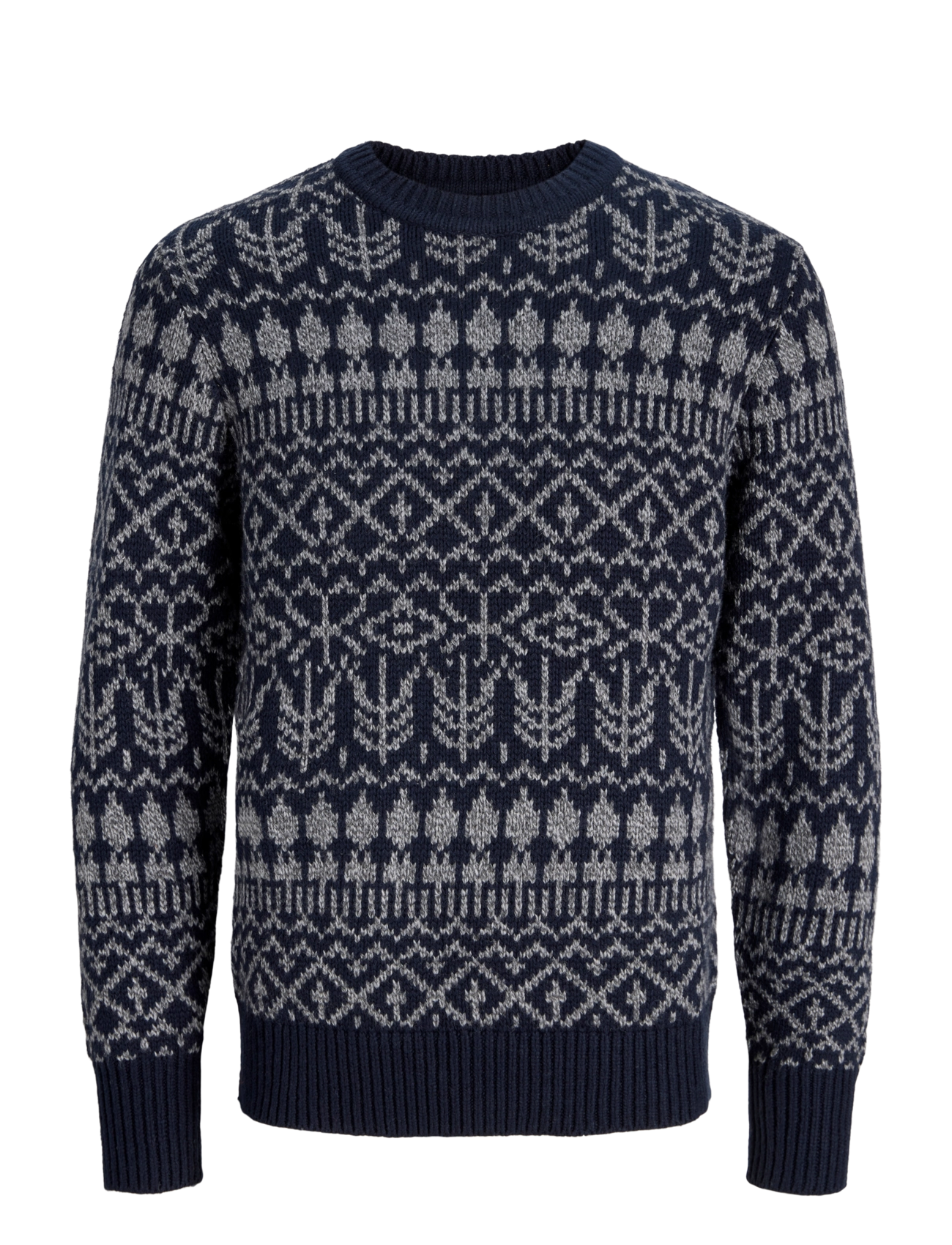 Jack & Jones JPRBLUCLARK KNIT PATTERN CREW NECK - Kollektioner - DARK NAVY / navy