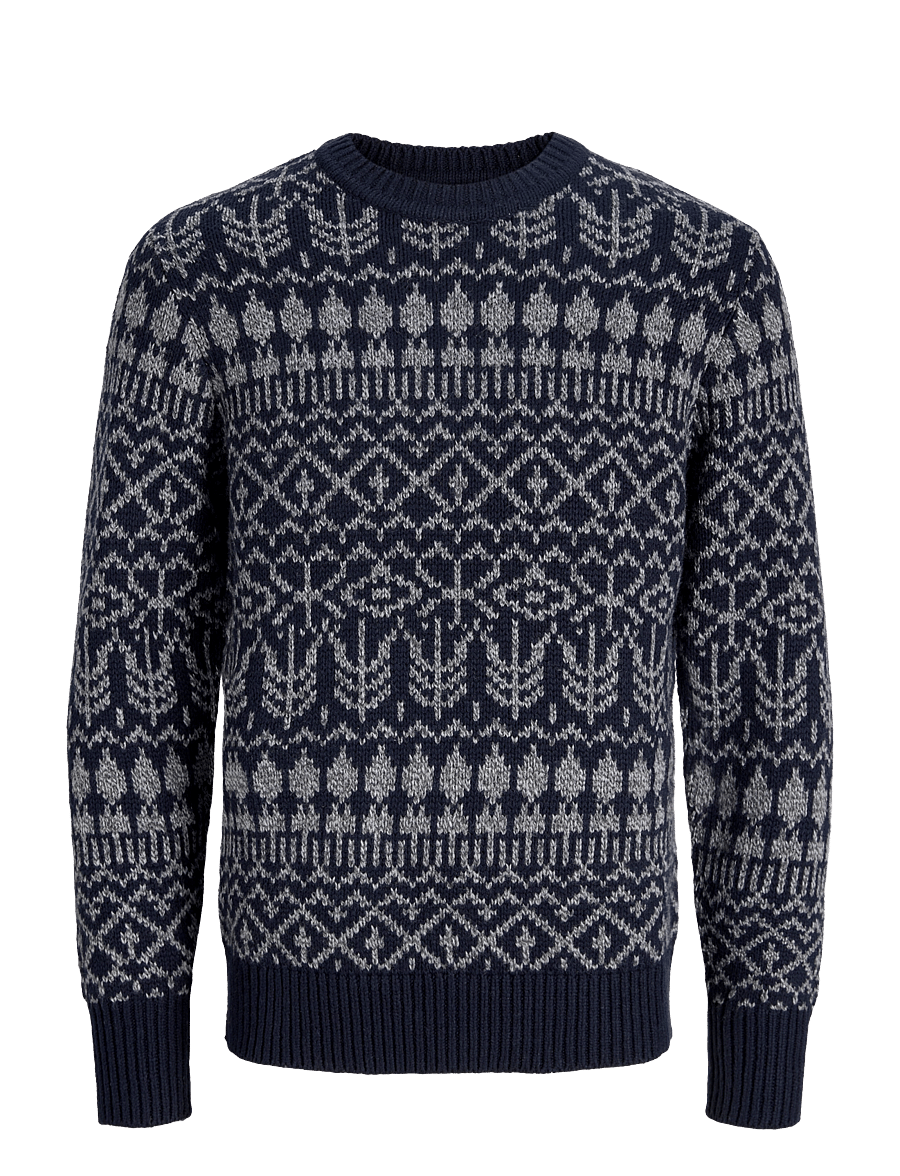 Jack & Jones - JPRBLUCLARK KNIT PATTERN CREW NECK - rund hals - dark navy - 0