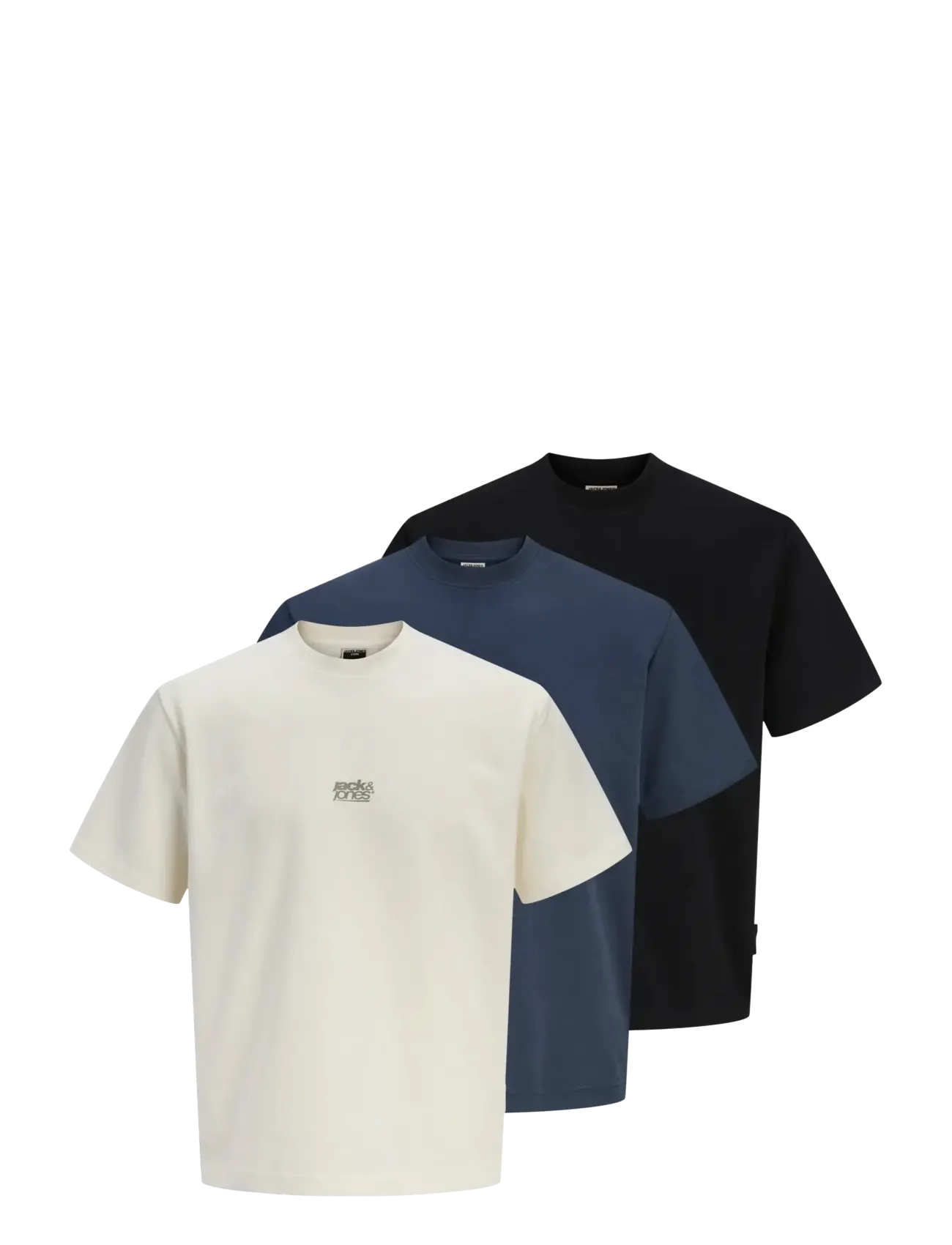 JACK & JONES Jcobreeze Back Print Tee Ss Crew 3Pk Mp Schwarz - XL - Herren