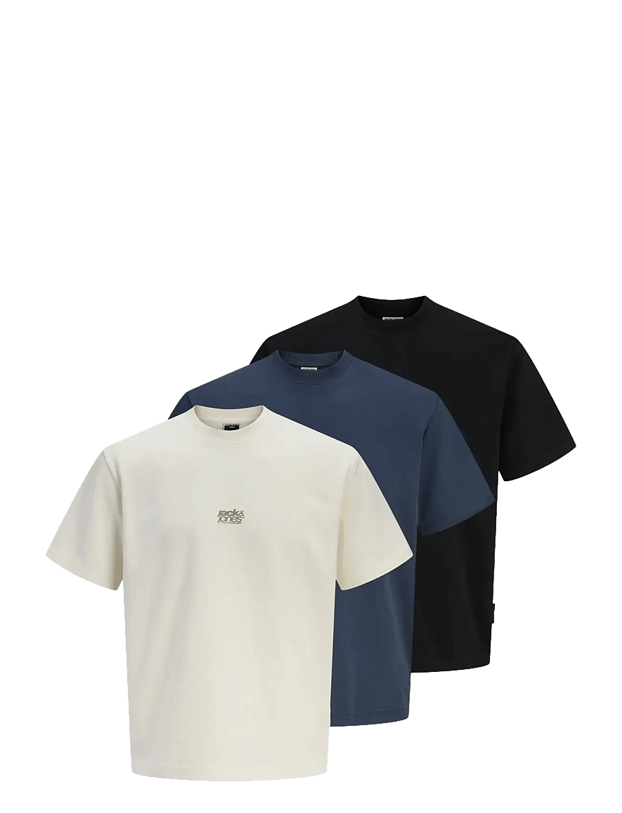 Jack & Jones - JCOBREEZE BACK PRINT TEE SS CREW 3PK MP - t-särkide multipakk - sweet corn - 1
