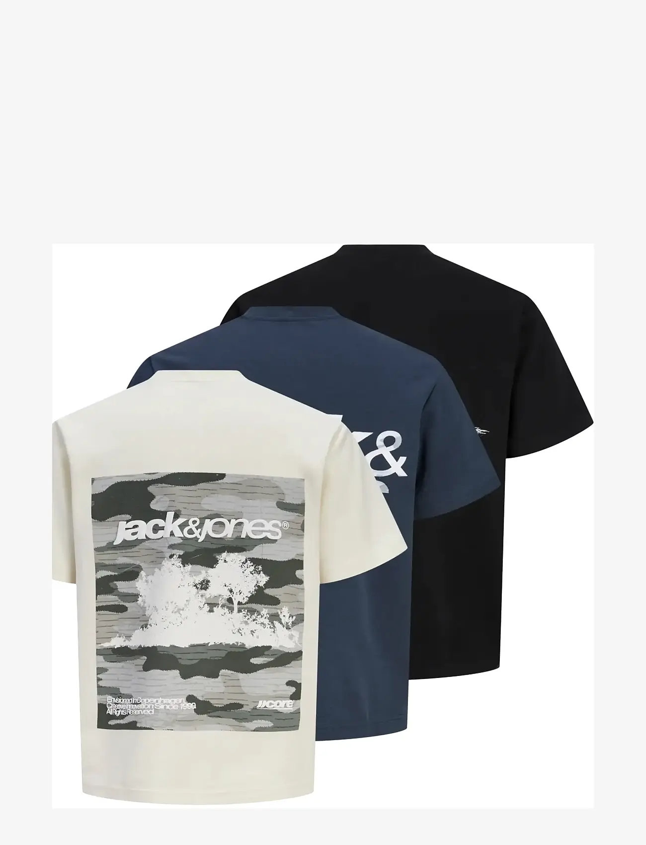 Jack & Jones - JCOBREEZE BACK PRINT TEE SS CREW 3PK MP - multipack t-shirts - sweet corn - 2