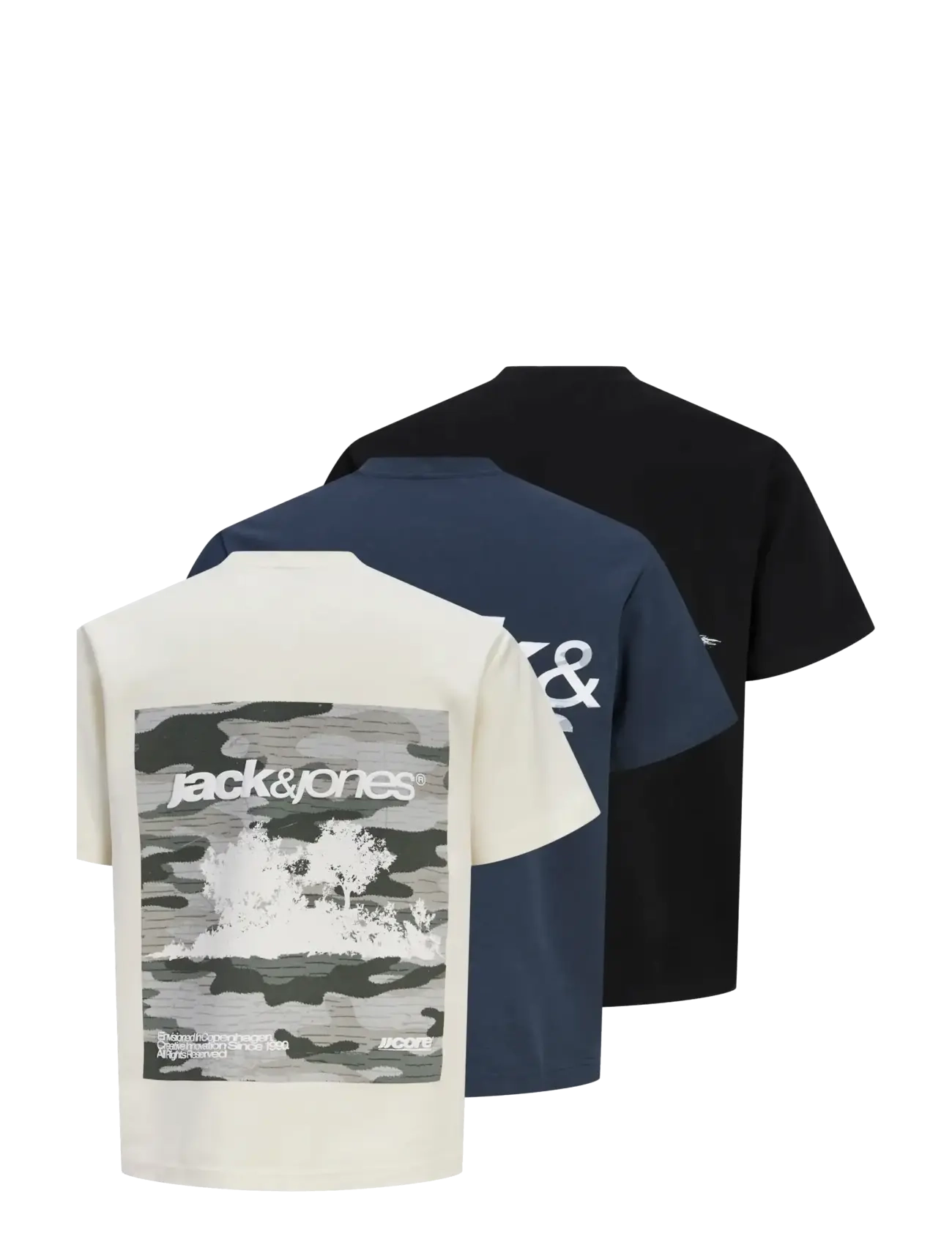 Jack & Jones - JCOBREEZE BACK PRINT TEE SS CREW 3PK MP - t-särkide multipakk - sweet corn - 2