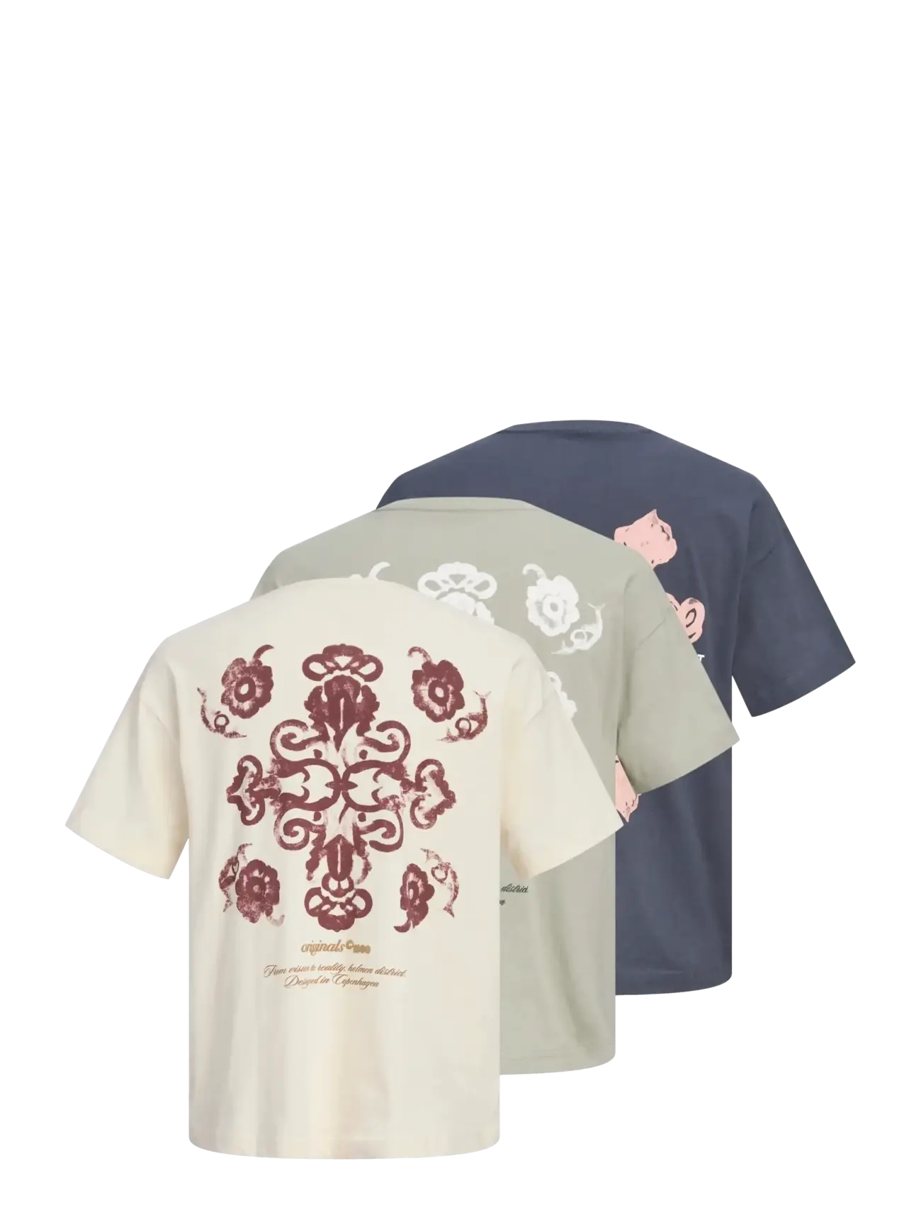 Jack & Jones - JORMONTAUK BACK GRAPHIC TEE SS 3PK MP - t-särkide multipakk - seagrass - 2