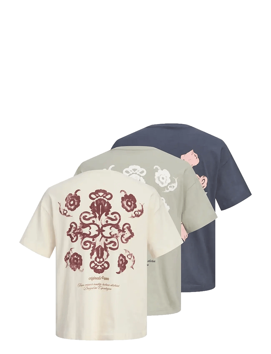 Jack & Jones - JORMONTAUK BACK GRAPHIC TEE SS 3PK MP - t-särkide multipakk - seagrass - 2