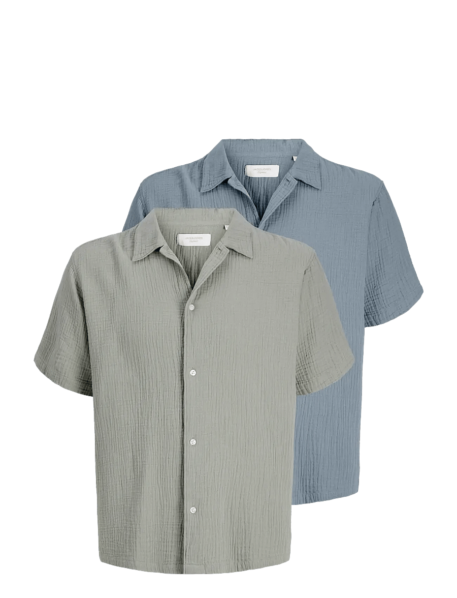 Jack & Jones - JORNANTUCKET DOUBL CLOTH SHIRT SS 2PK MP - kortærmede skjorter - seagrass - 1