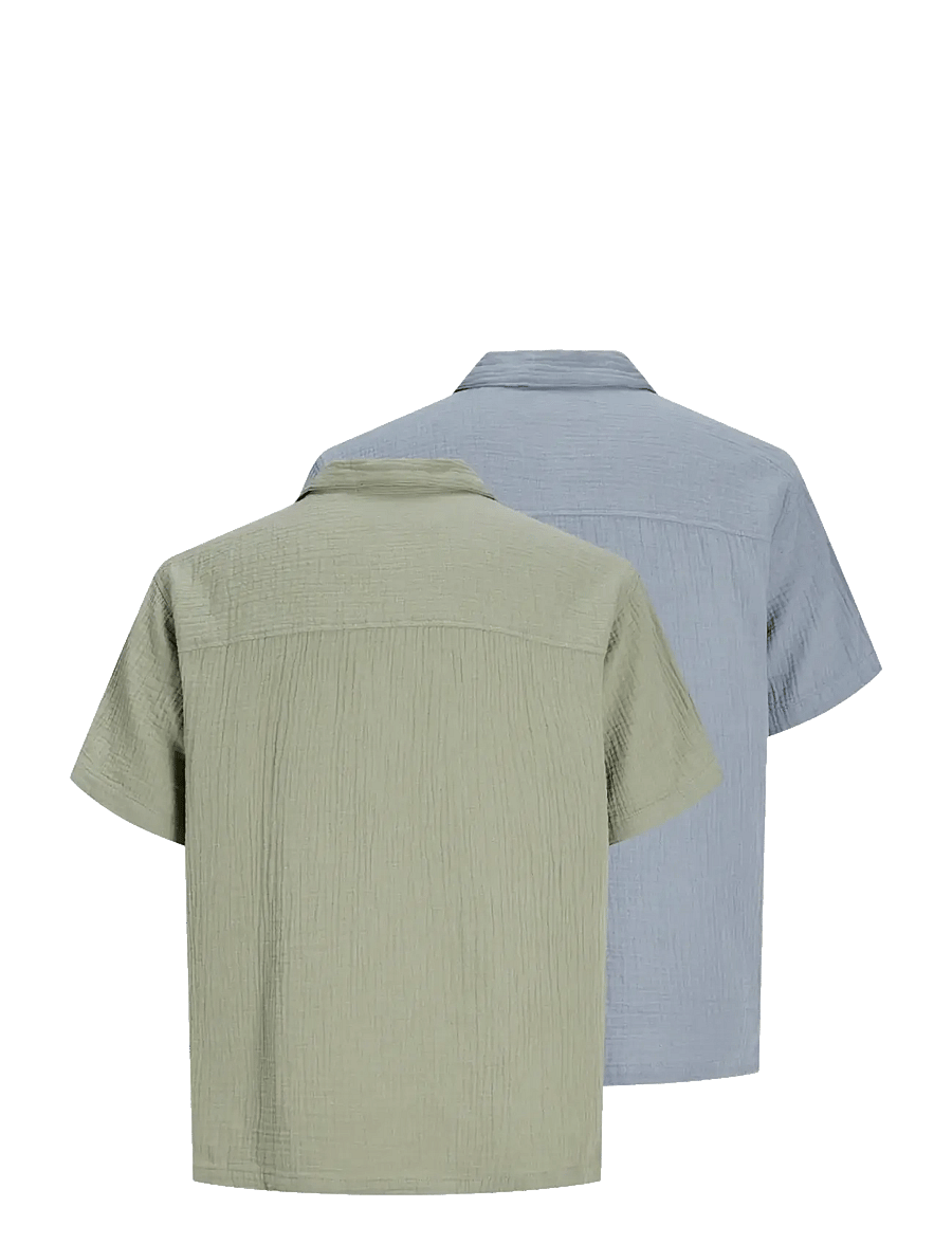 Jack & Jones - JORNANTUCKET DOUBL CLOTH SHIRT SS 2PK MP - kortærmede skjorter - seagrass - 2