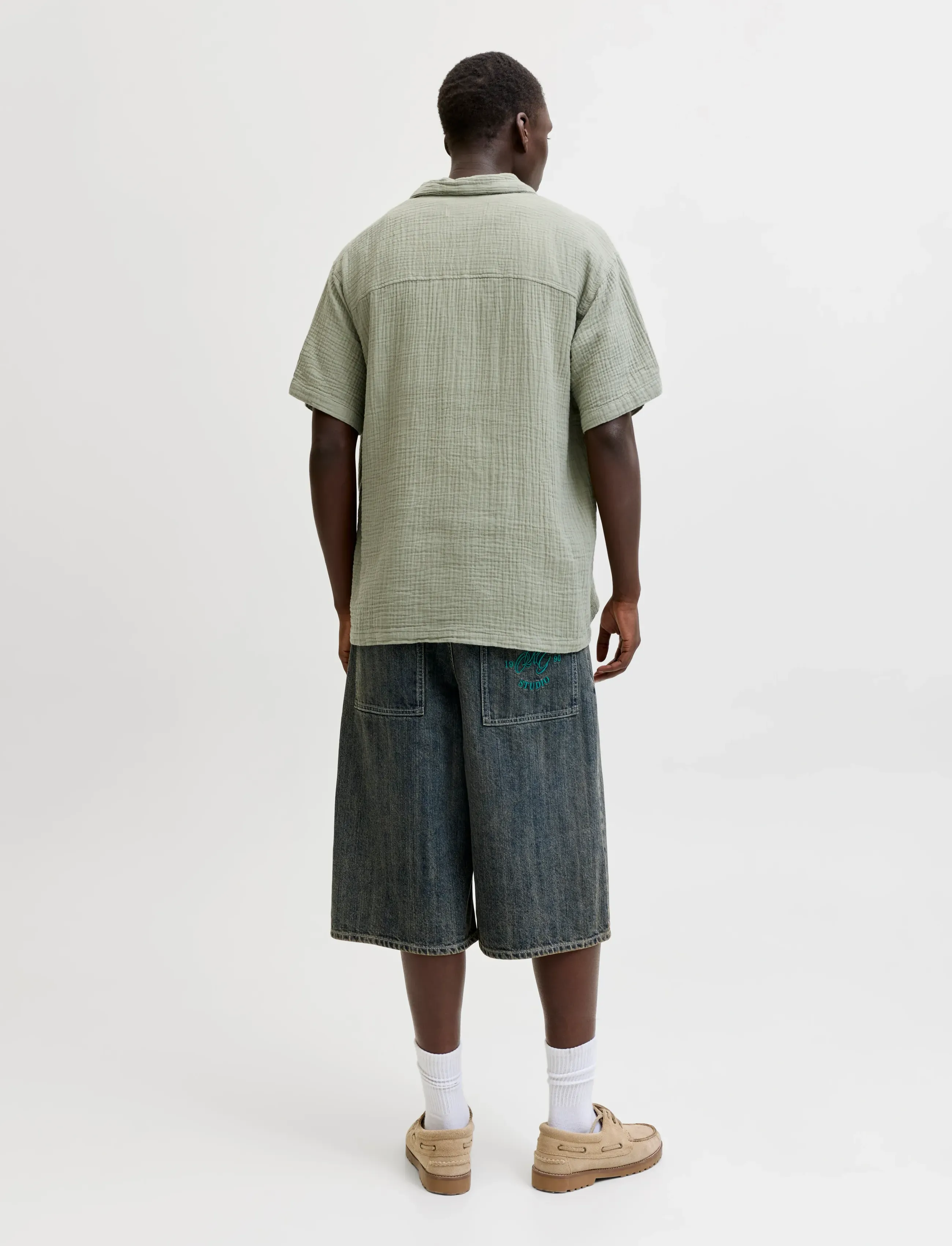 Jack & Jones - JORNANTUCKET DOUBL CLOTH SHIRT SS 2PK MP - kortærmede skjorter - seagrass - 3