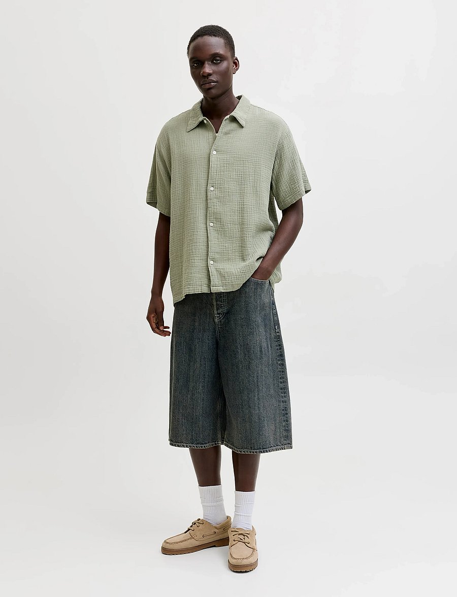 Jack & Jones - JORNANTUCKET DOUBL CLOTH SHIRT SS 2PK MP - kortærmede skjorter - seagrass - 4