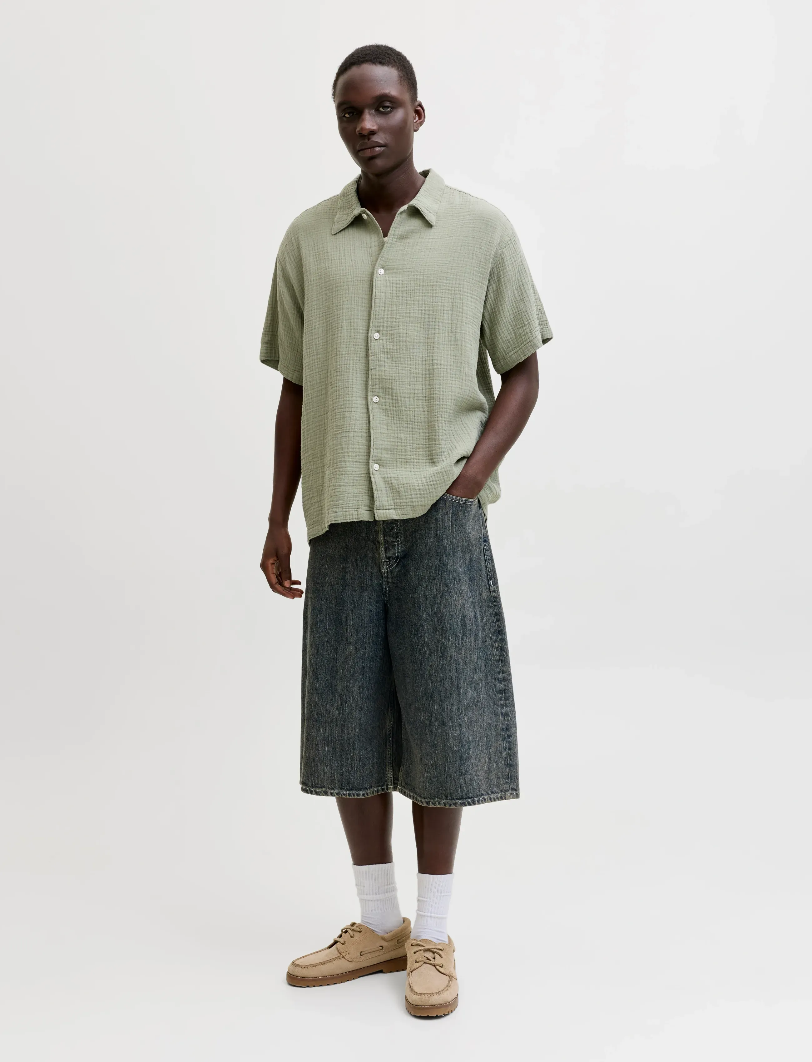 Jack & Jones - JORNANTUCKET DOUBL CLOTH SHIRT SS 2PK MP - lühikeste varrukatega särgid - seagrass - 4