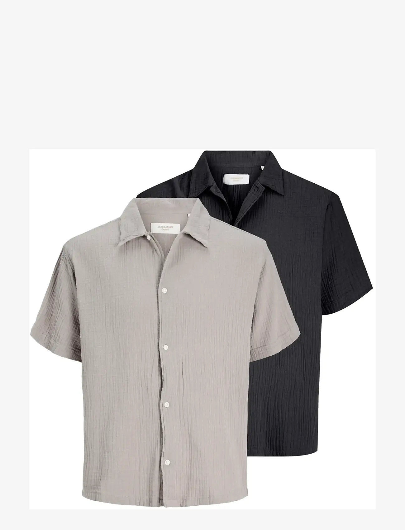 Jack & Jones - JORNANTUCKET DOUBL CLOTH SHIRT SS 2PK MP - short-sleeved shirts - vintage khaki - 1