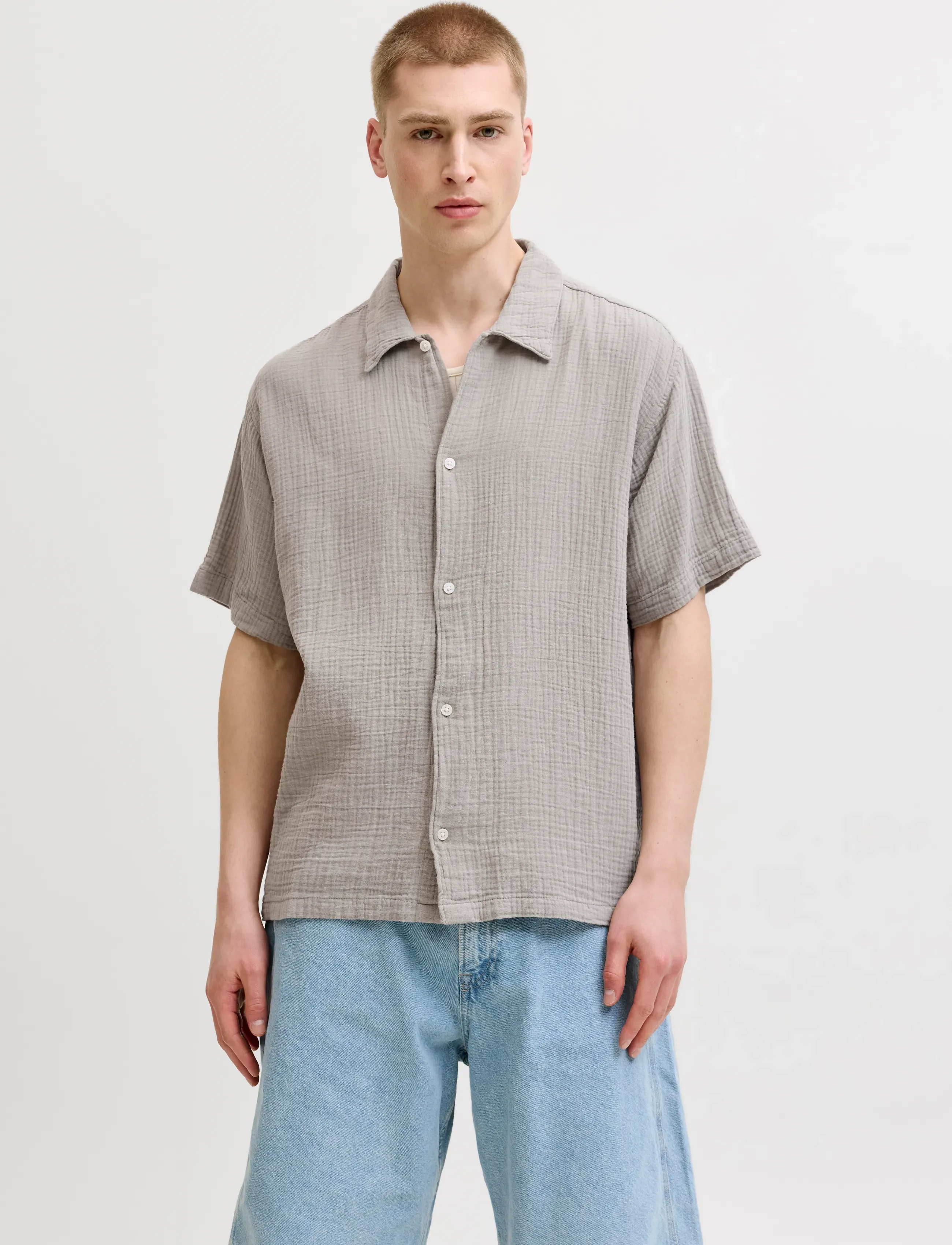 Jack & Jones JORNANTUCKET DOUBL CLOTH SHIRT SS 2PK MP - Apģērbi - VINTAGE KHAKI / black