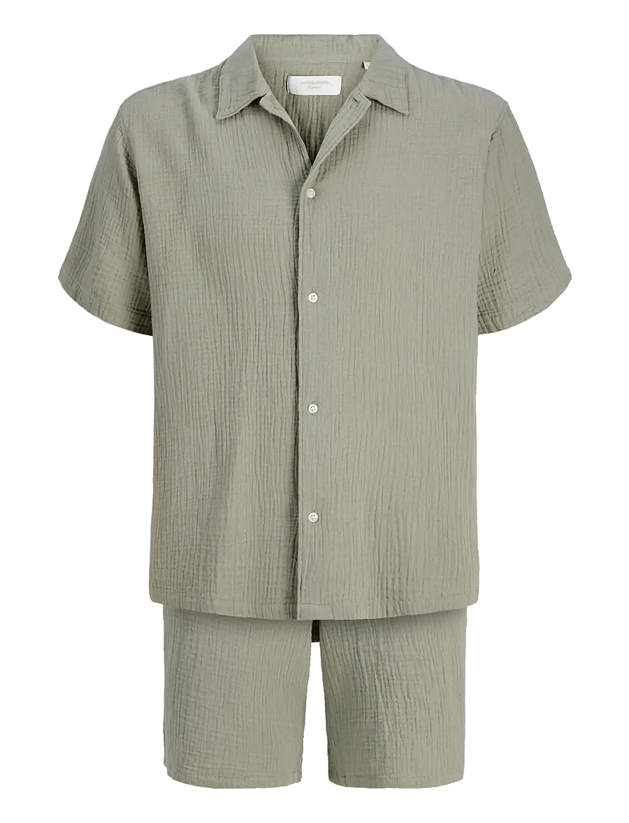 Jack & Jones - JORNANTUCKET CLOTH SHIRT SS SET PACK MP - casual shorts - seagrass - 1
