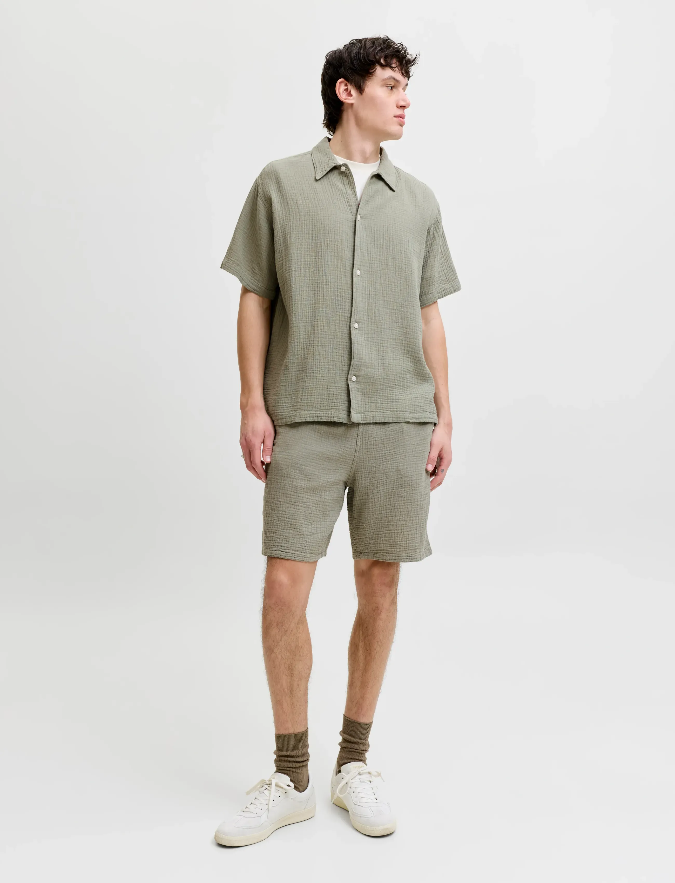 Jack & Jones JORNANTUCKET CLOTH SHIRT SS SET PACK MP - Apģērbi - SEAGRASS / white