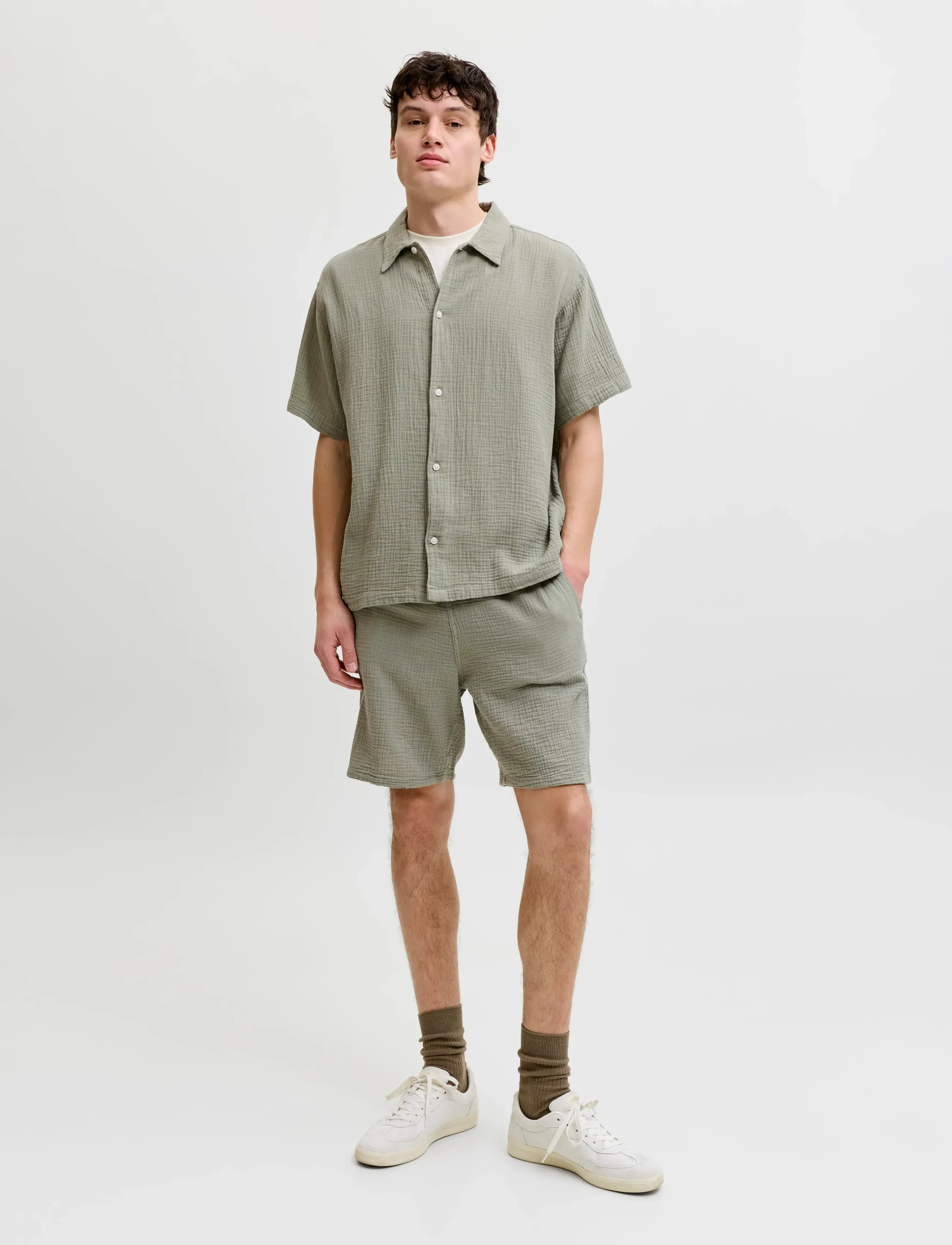Jack & Jones - JORNANTUCKET CLOTH SHIRT SS SET PACK MP - casual shorts - seagrass - 3
