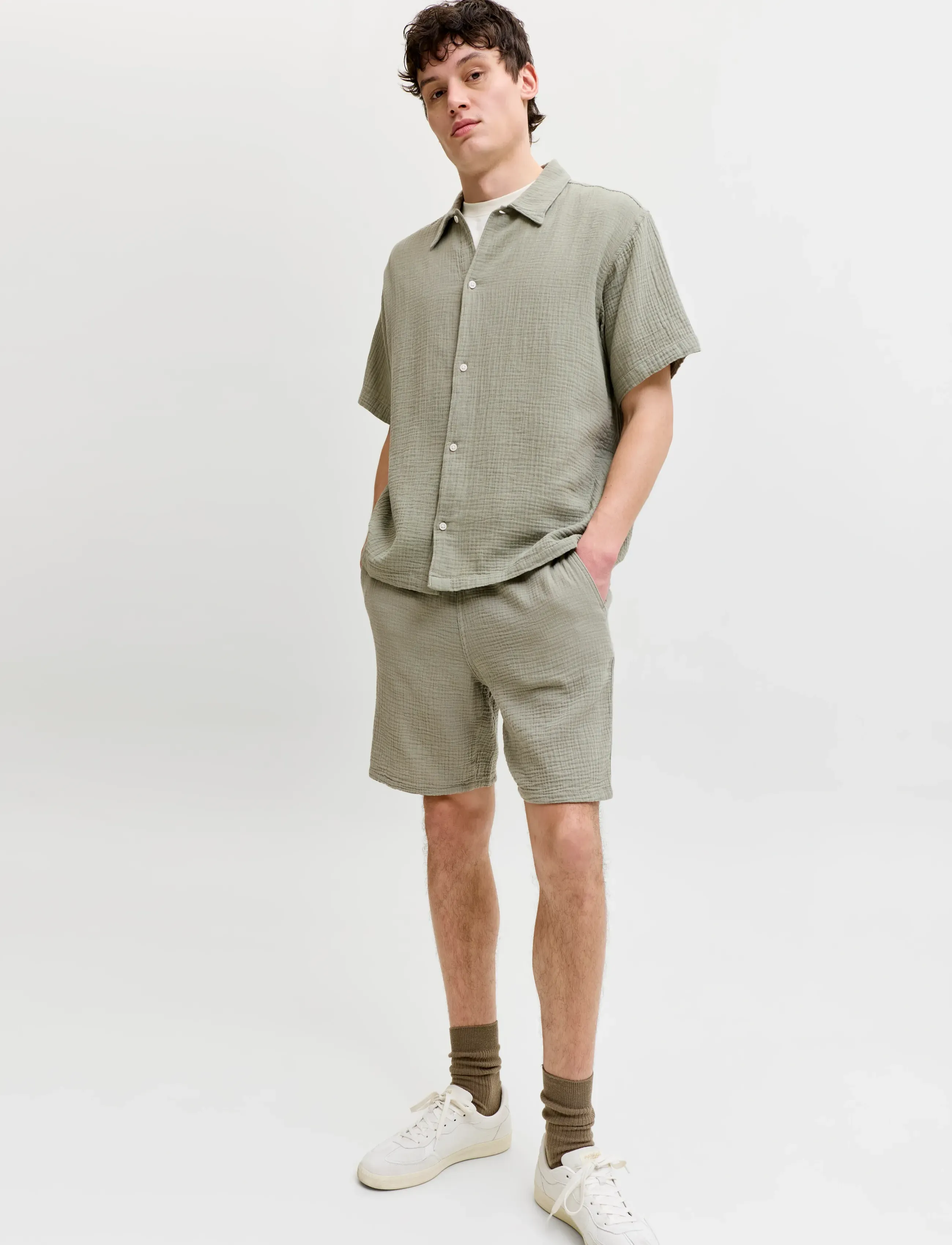 Jack & Jones - JORNANTUCKET CLOTH SHIRT SS SET PACK MP - casual shorts - seagrass - 5