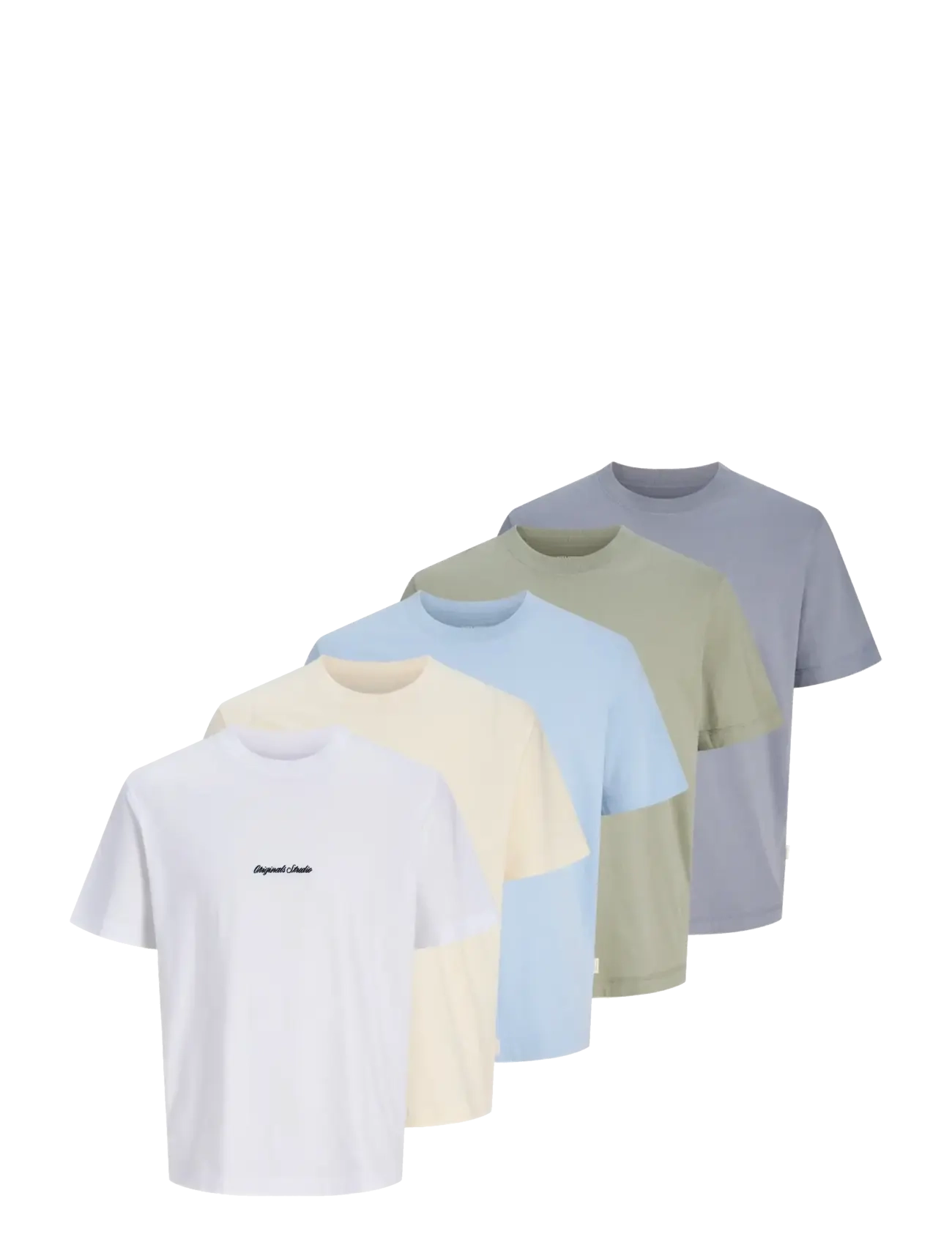 Jack & Jones JORNORREBRO EMB TEE SS CN 5PK MP - Jack & Jones - SEAGRASS / white