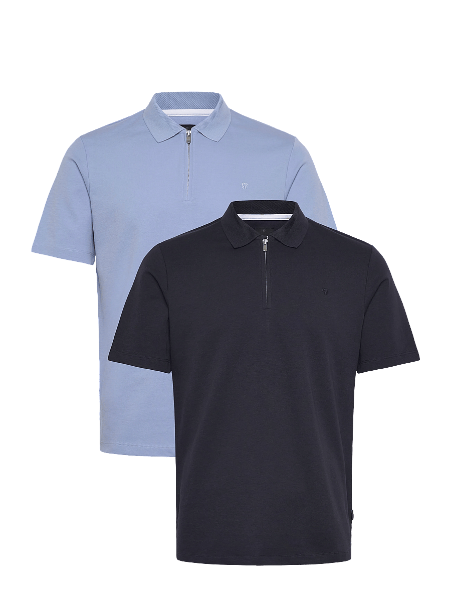Jack & Jones - JPRBLAETHAN SS ZIP POLO 2PK MP - lühikeste varrukatega polod - chambray blue - 0