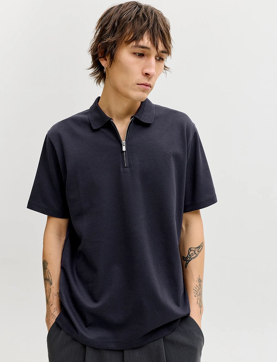 Jack & Jones - JPRBLAETHAN SS ZIP POLO 2PK MP - kortærmede poloer - chambray blue - 4
