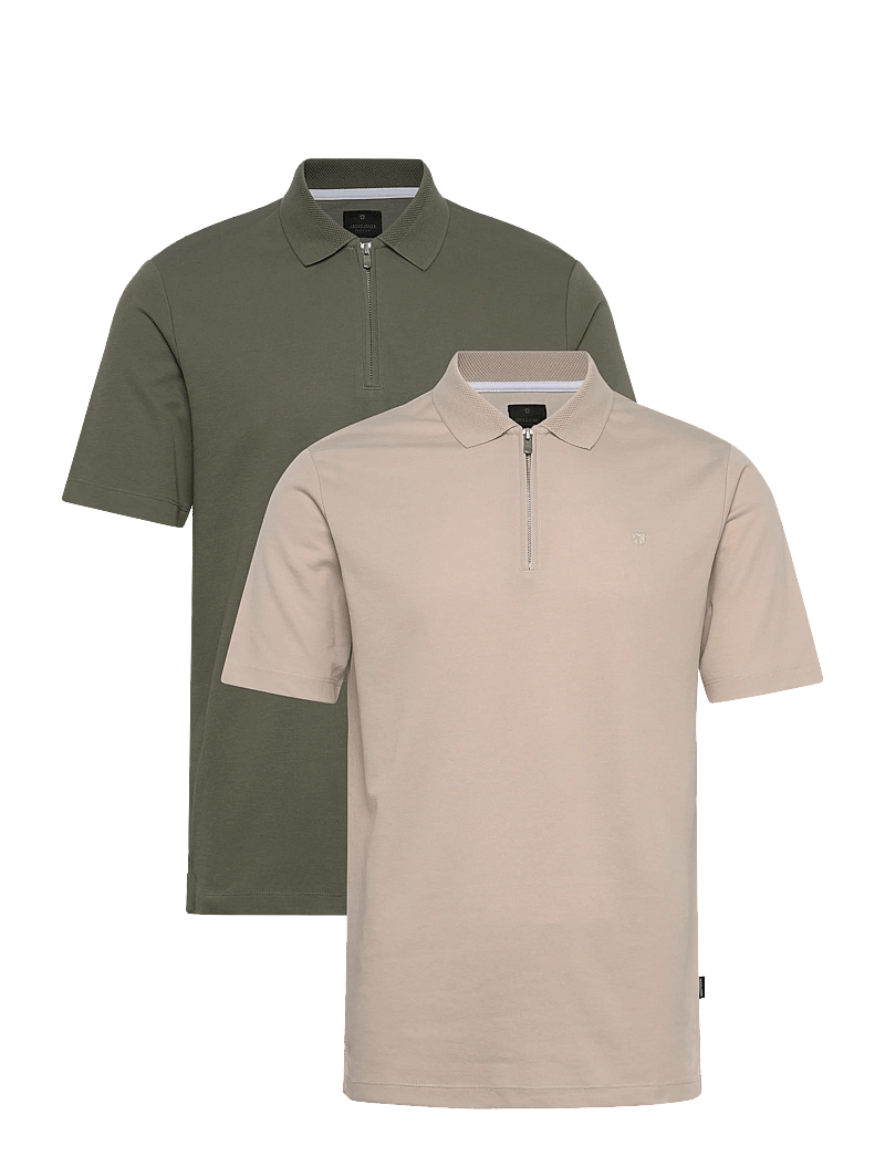 Jack & Jones - JPRBLAETHAN SS ZIP POLO 2PK MP - kortærmede poloer - smokey olive - 0