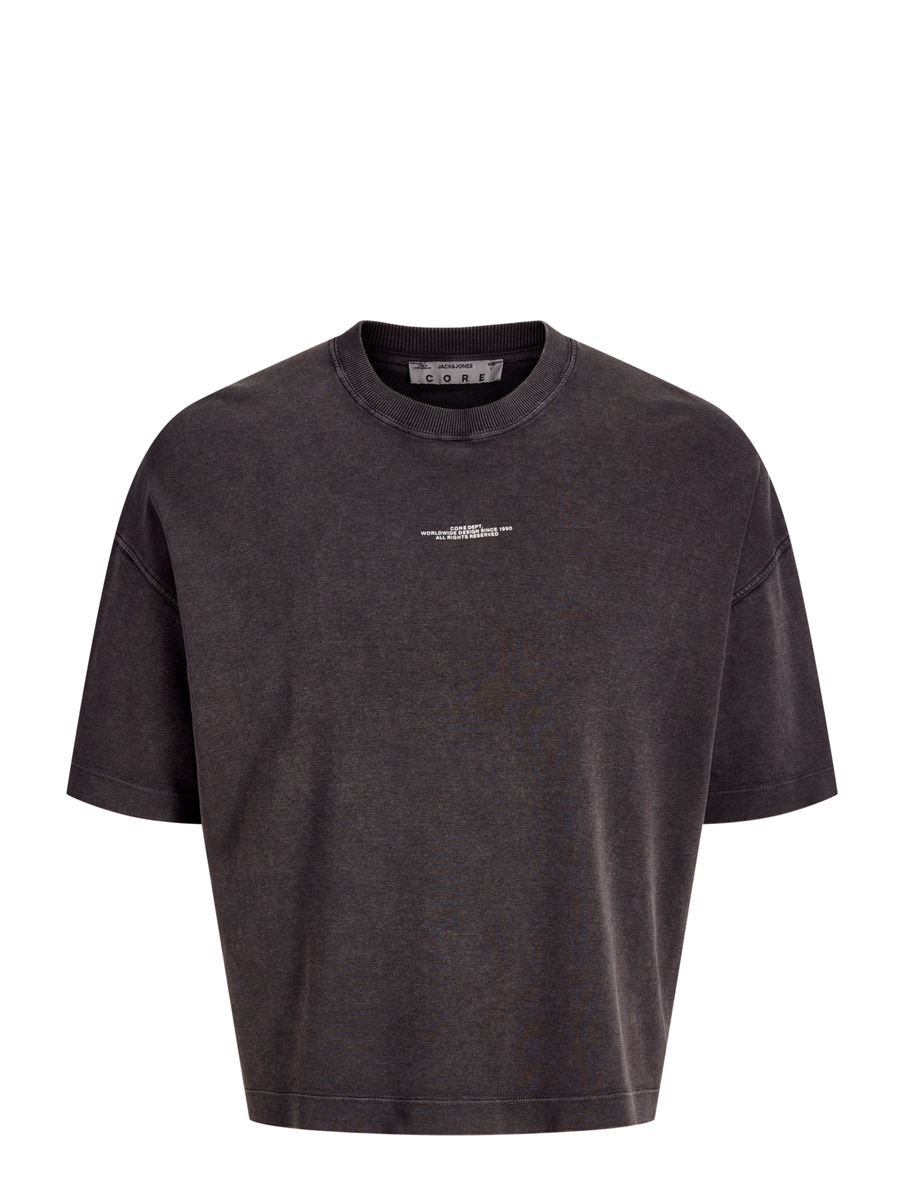 Jack & Jones JCOTRACE WASHED TEE SS CN - T-shirts - BLACK / black