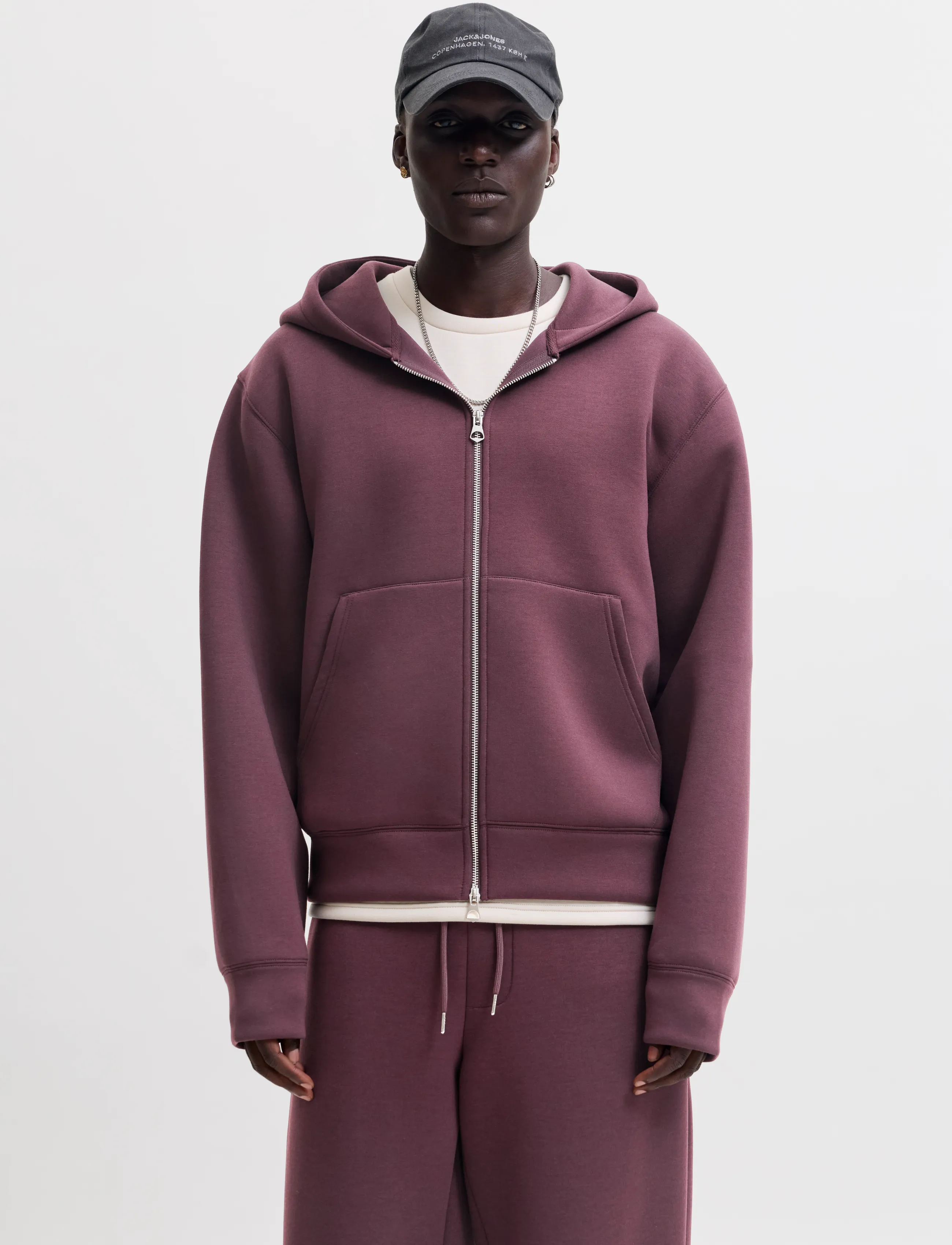 Jack & Jones Jcolegacy Sweat Scuba Zip Hood Noos, M, Sweatshirts Hoodies, Burgunderrot - Männerswear