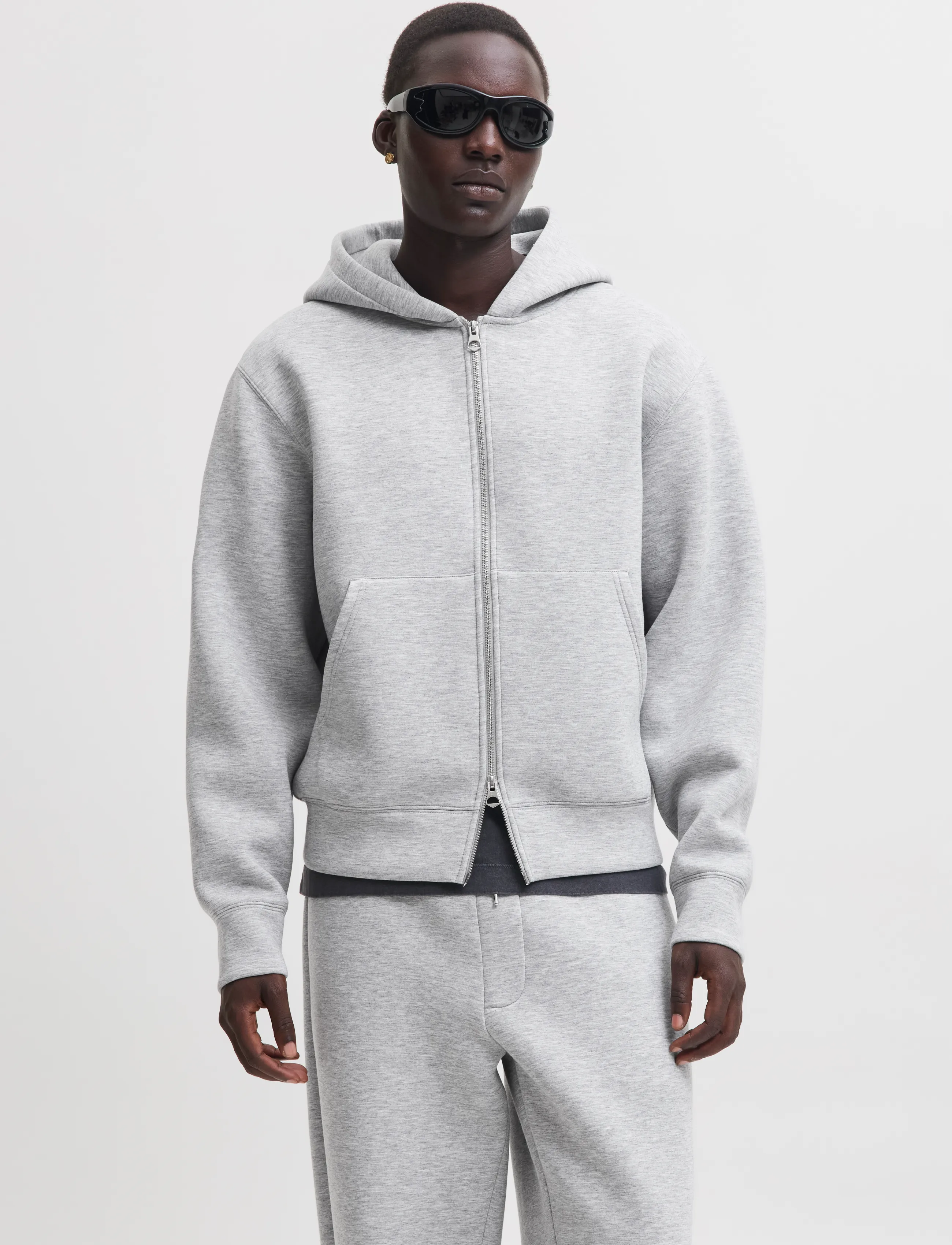 Jack & Jones JCOLEGACY SWEAT SCUBA ZIP HOOD NOOS - Hættetrøjer - LIGHT GREY MELANGE / grey