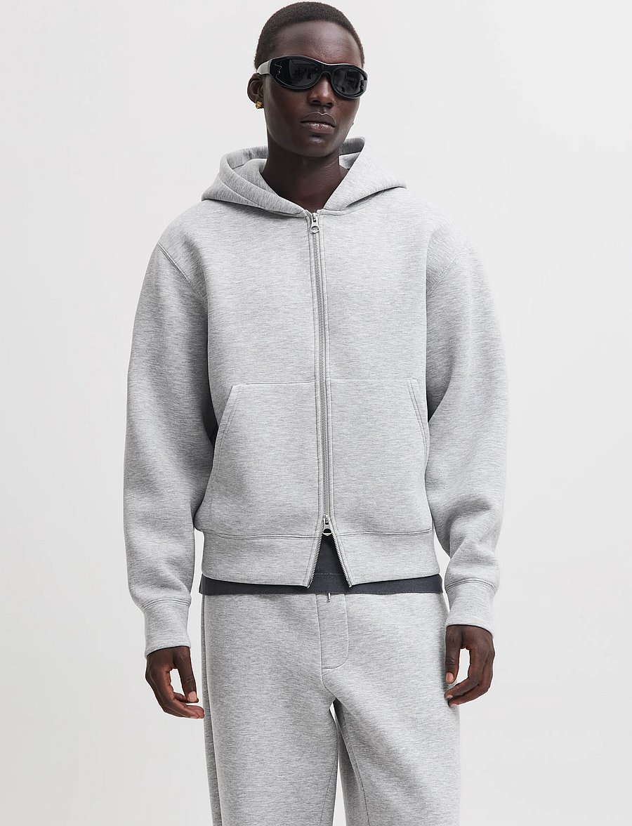 Jack & Jones - JCOLEGACY SWEAT SCUBA ZIP HOOD NOOS - light grey melange - 0