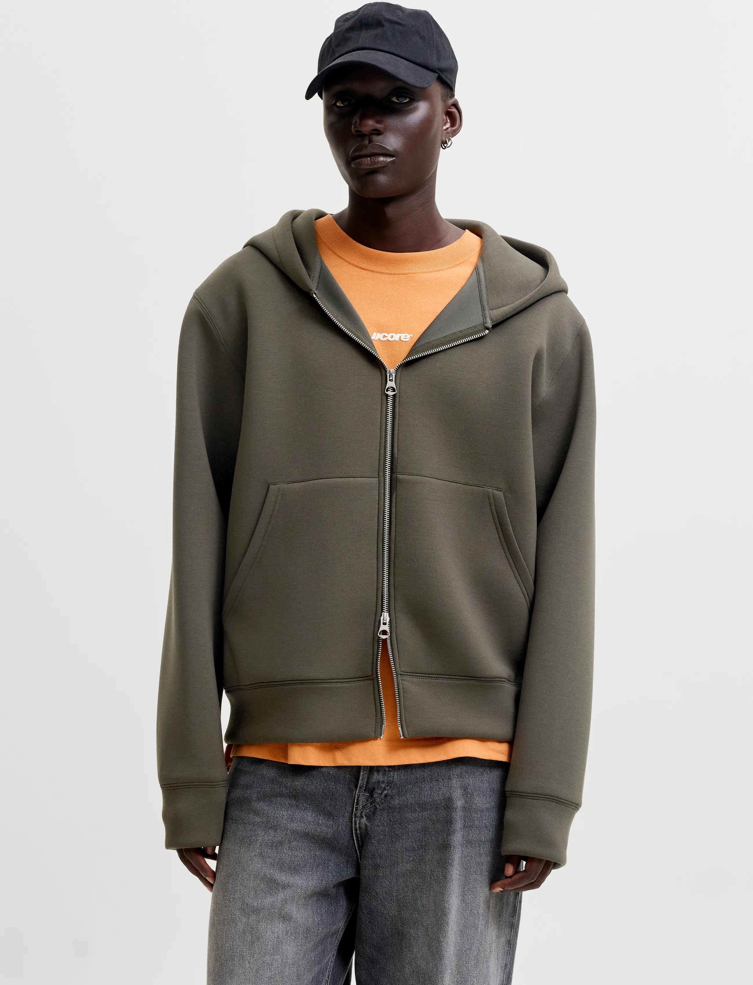 Jack & Jones JCOLEGACY SWEAT SCUBA ZIP HOOD NOOS - Kleidung - PEAT / khaki/green