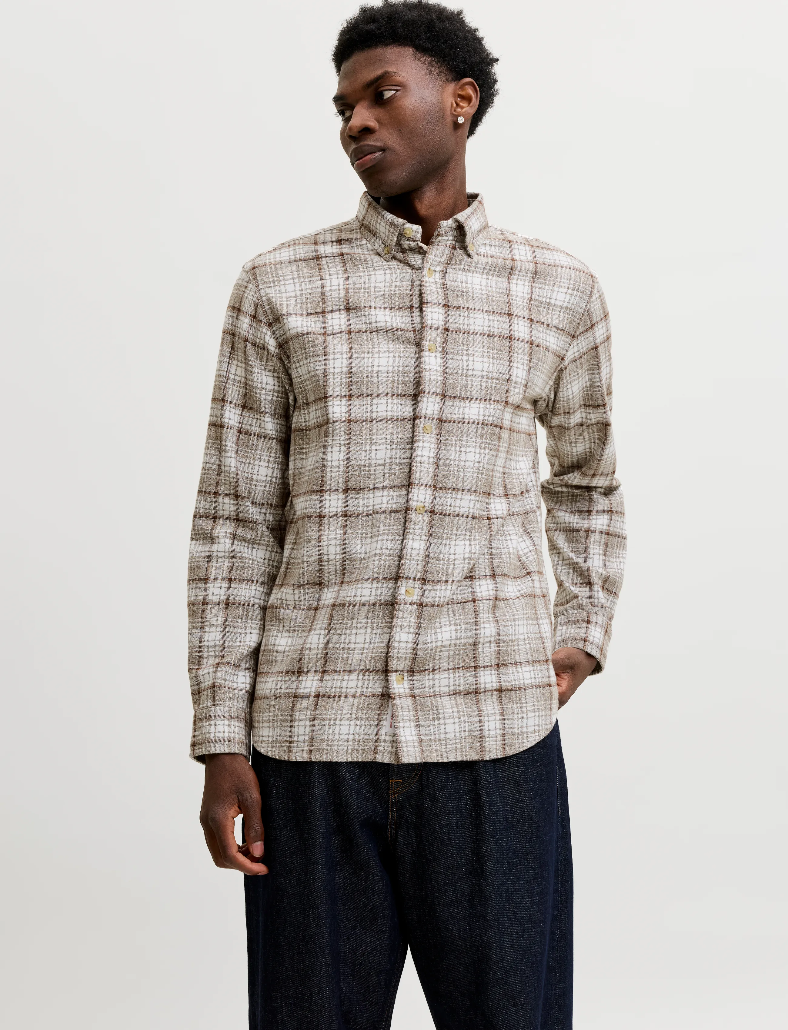 Jack & Jones JPRBLUHARVEY CHECK L/S SHIRT SN - Ruudulised särgid - PLAZA TAUPE / beige