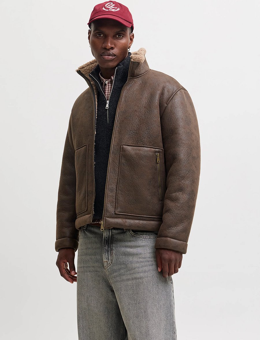 Jack & Jones - JORSALAMANCO FLIGHT JACKET SN - fall jackets - chocolate brown - 0