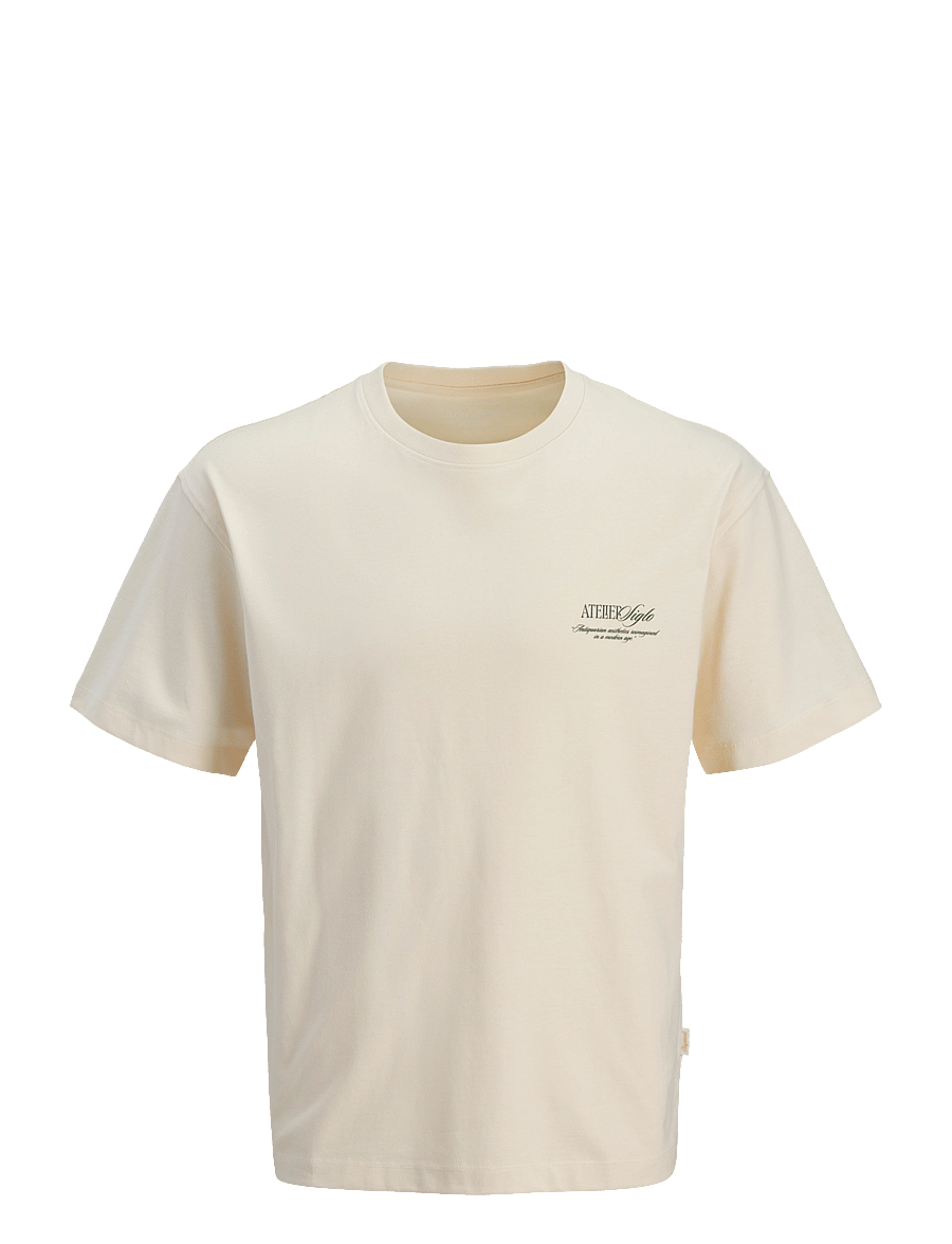 Jack & Jones - JORSALAMANCO PHOTO BACK TEE SS CN SN - kurzärmelige t-shirts - antique white - 1