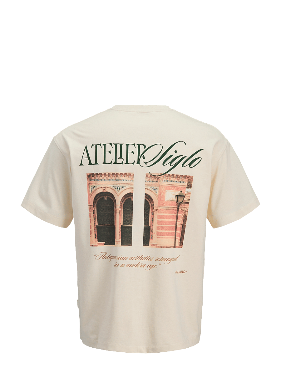 Jack & Jones - JORSALAMANCO PHOTO BACK TEE SS CN SN - kurzärmelige t-shirts - antique white - 2