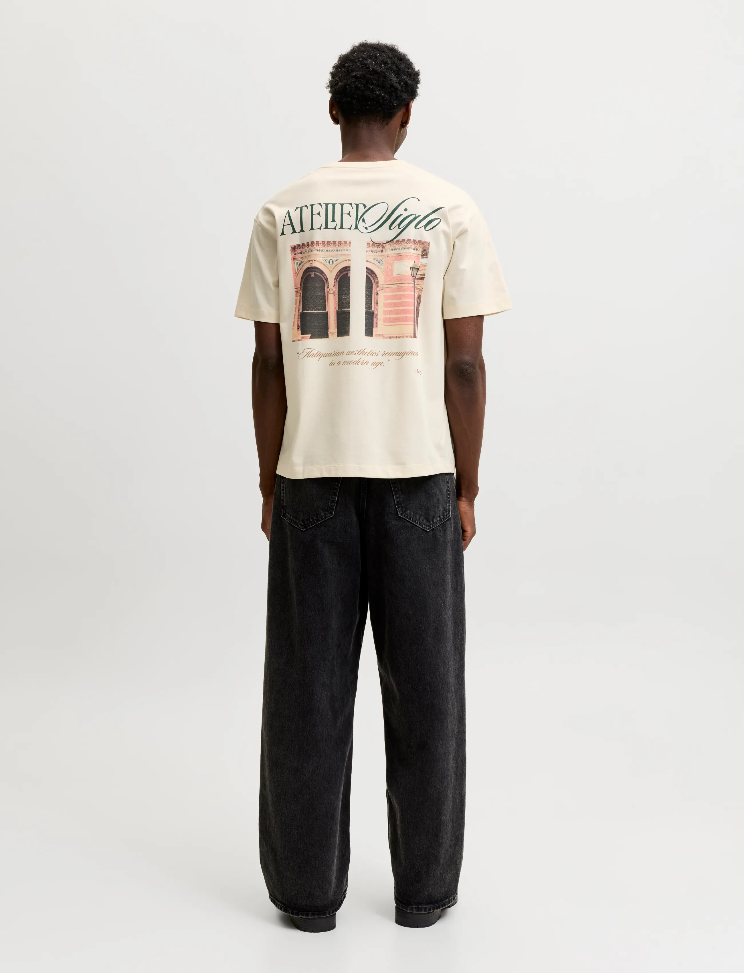 Jack & Jones - JORSALAMANCO PHOTO BACK TEE SS CN SN - kurzärmelige t-shirts - antique white - 3