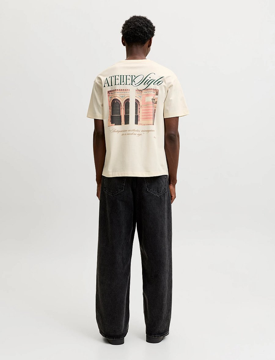 Jack & Jones - JORSALAMANCO PHOTO BACK TEE SS CN SN - kurzärmelige t-shirts - antique white - 3