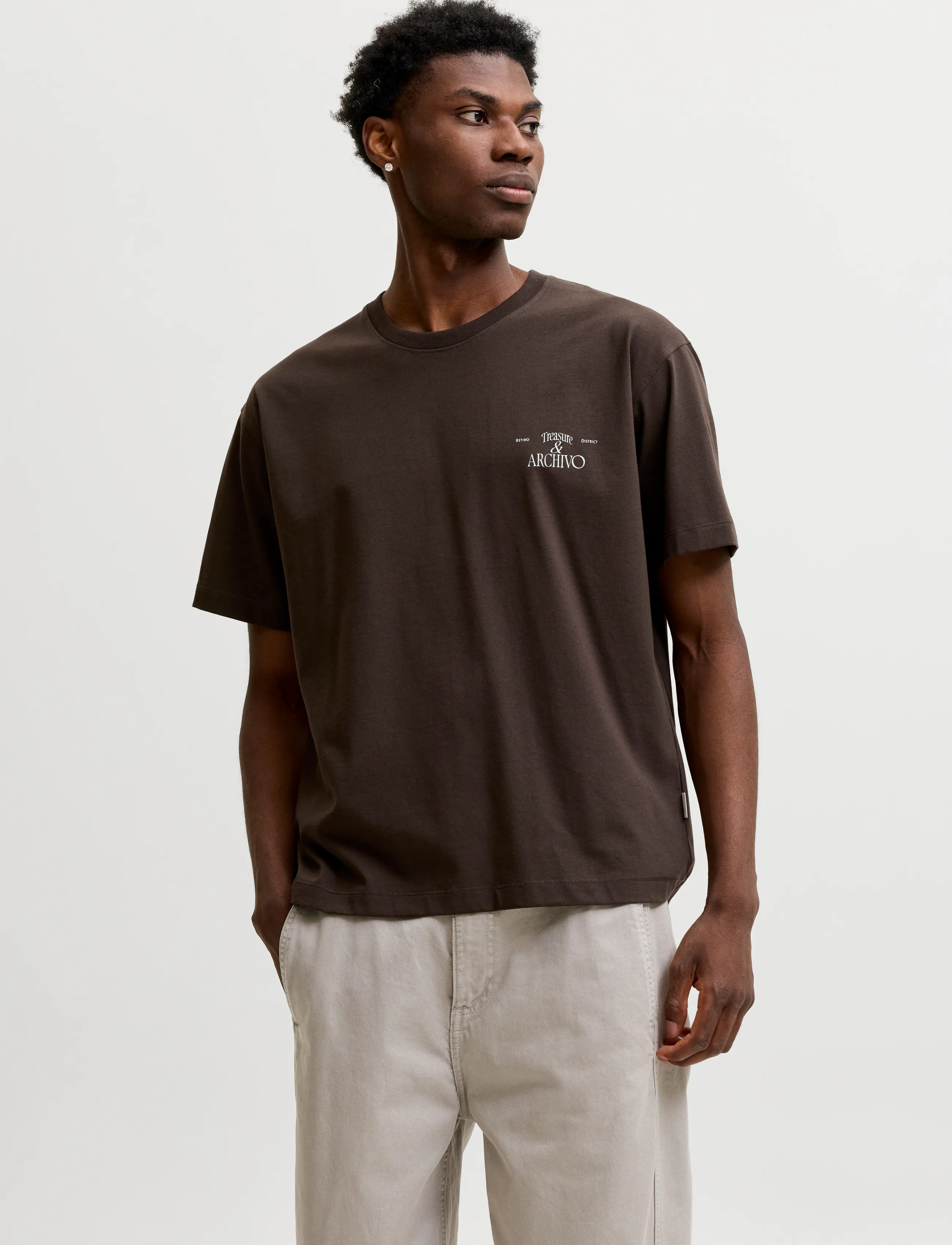 Jack & Jones Jorsalamanco Photo Back Tee Ss Cn Sn, M, Brown, T-Shirts > Kortærmede, Herre