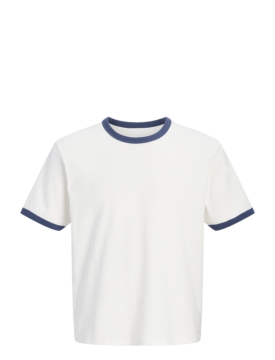 Jack & Jones - JORCHAMBERI RINGER TEE SS CREW NECK - kurzärmelige t-shirts - cloud dancer - 0