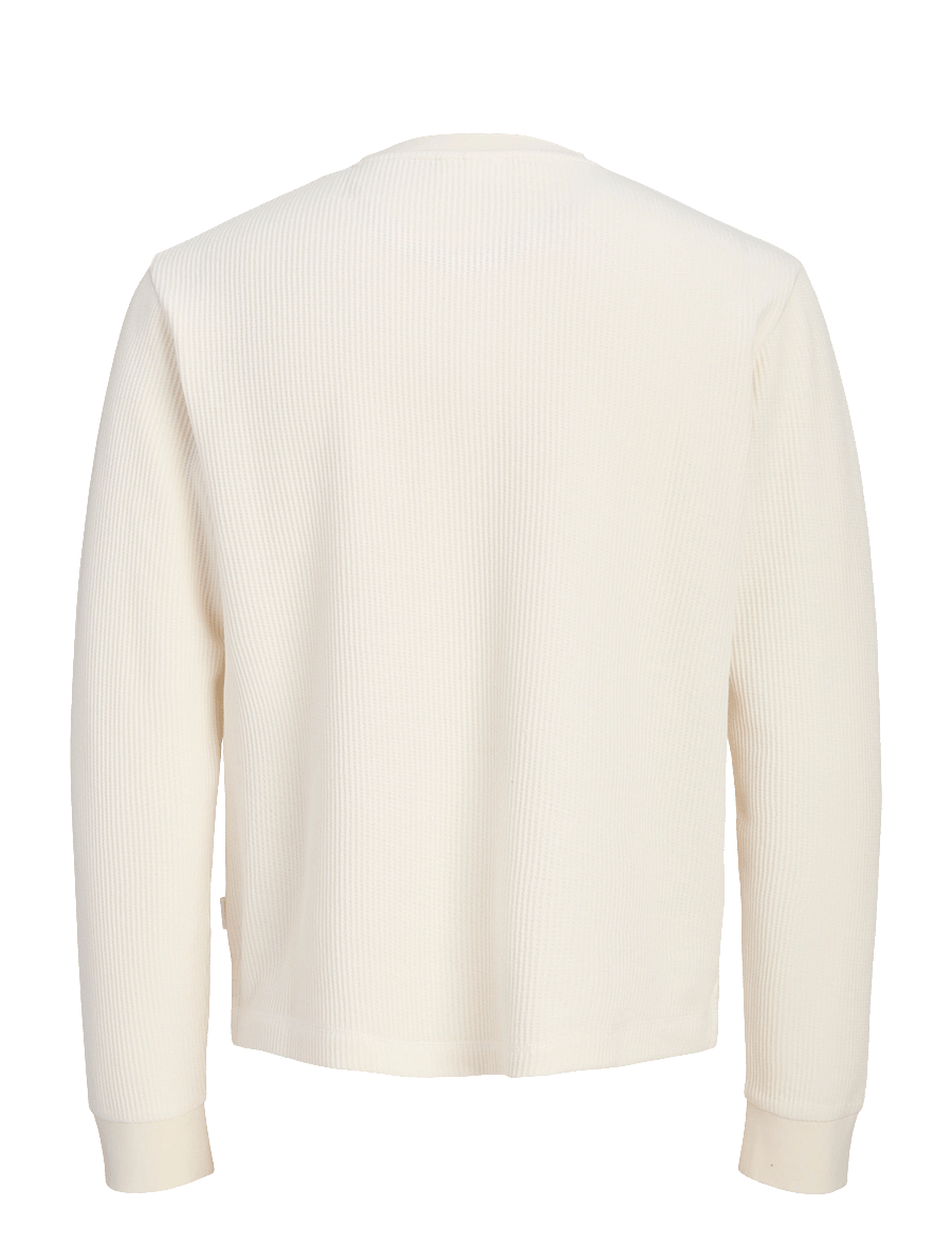 Jack & Jones - JORNORREBRO HENLEY LS TEE SN - långärmade stickade pikétröjor - antique white - 2